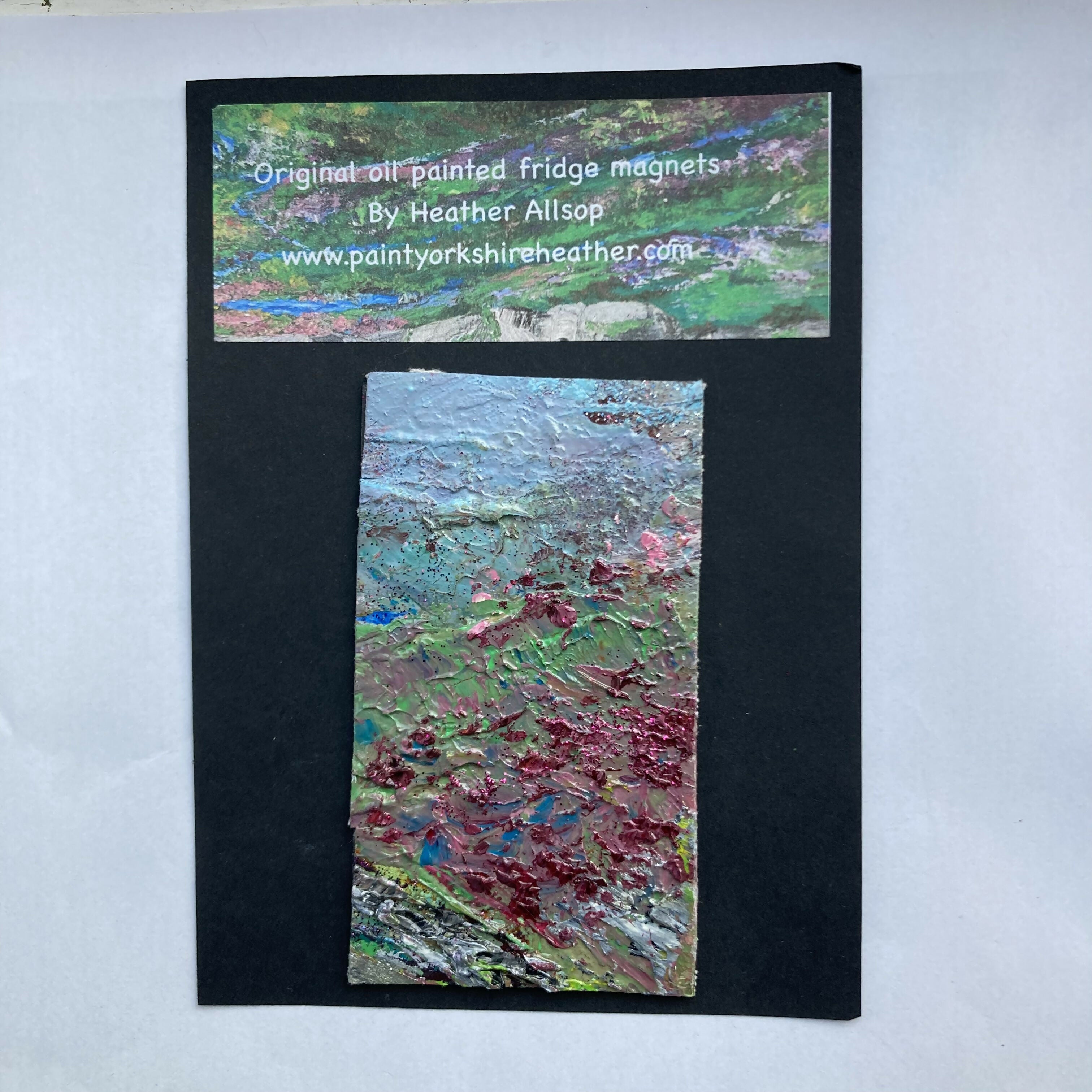 Abstract Heather On Moors - Oil Painted Mini Canvas Fridge Magnet