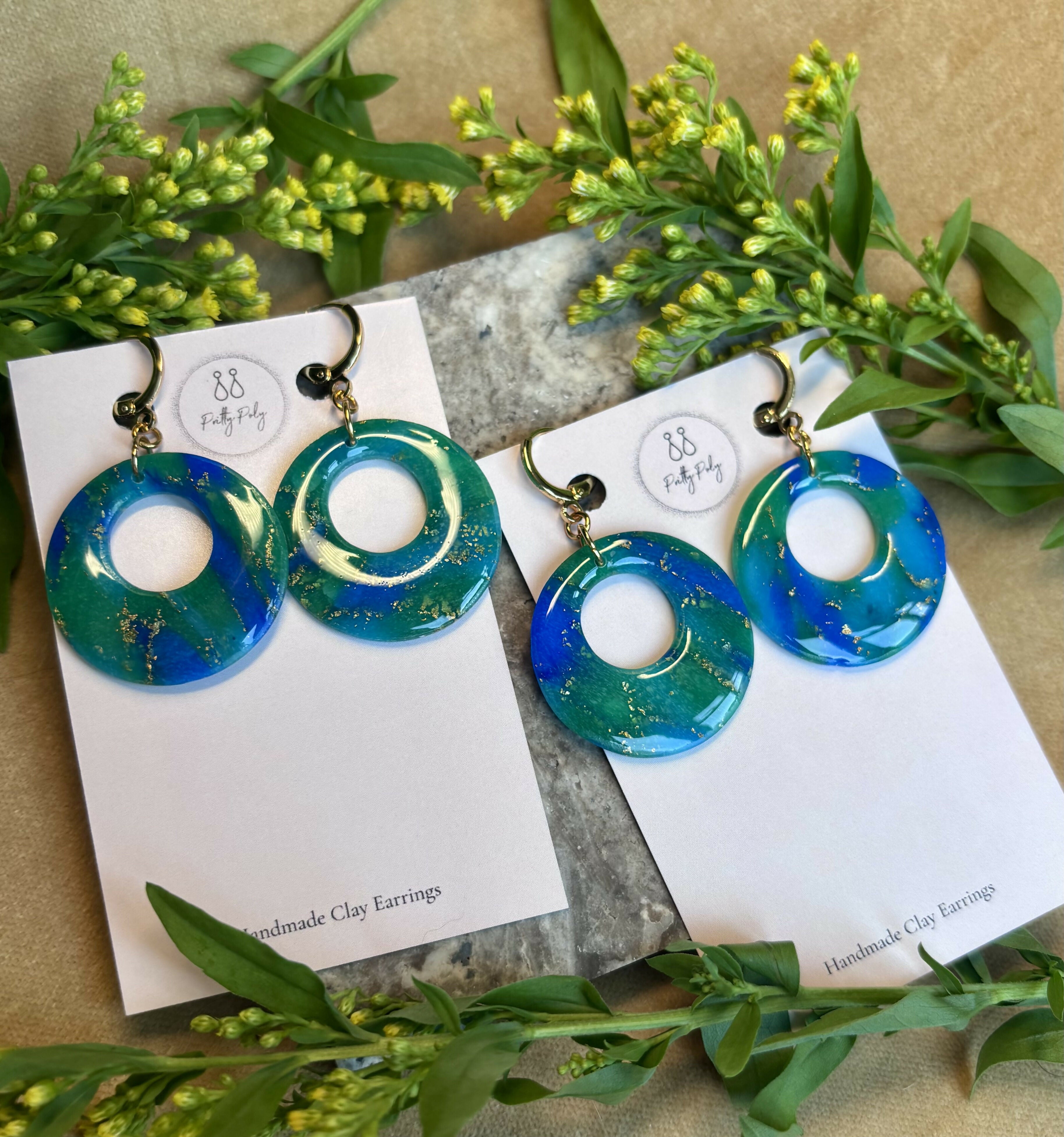 Ocean Dream Collection Round Polymer Clay Earrings