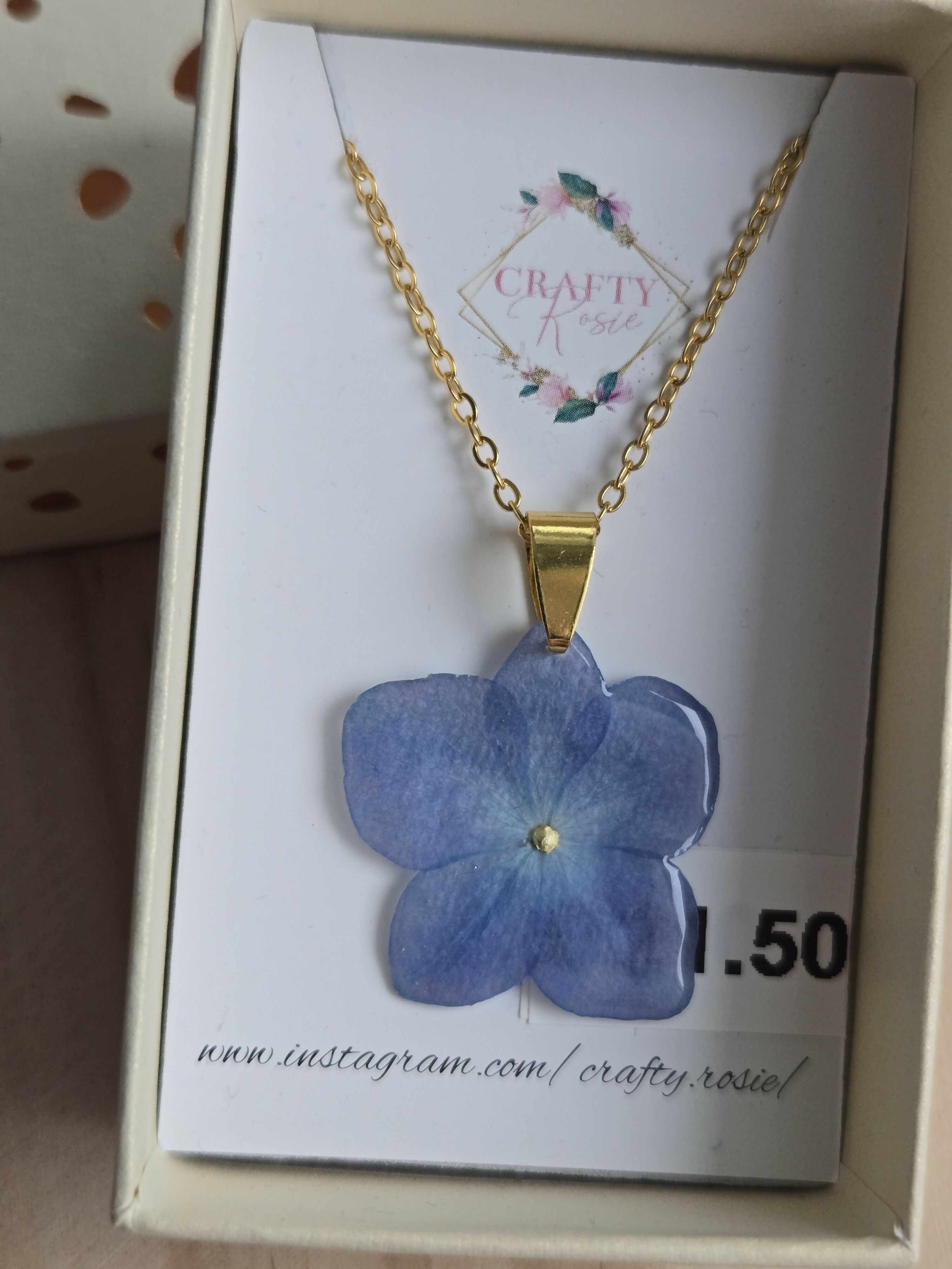 Stainless Steel Real Hydrangea Flower Necklace