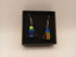 Black Triangle Earrings with Rainbow Dichroic Strip