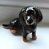 Ceramic Longhaired Black and tan dachshund dog sculpture