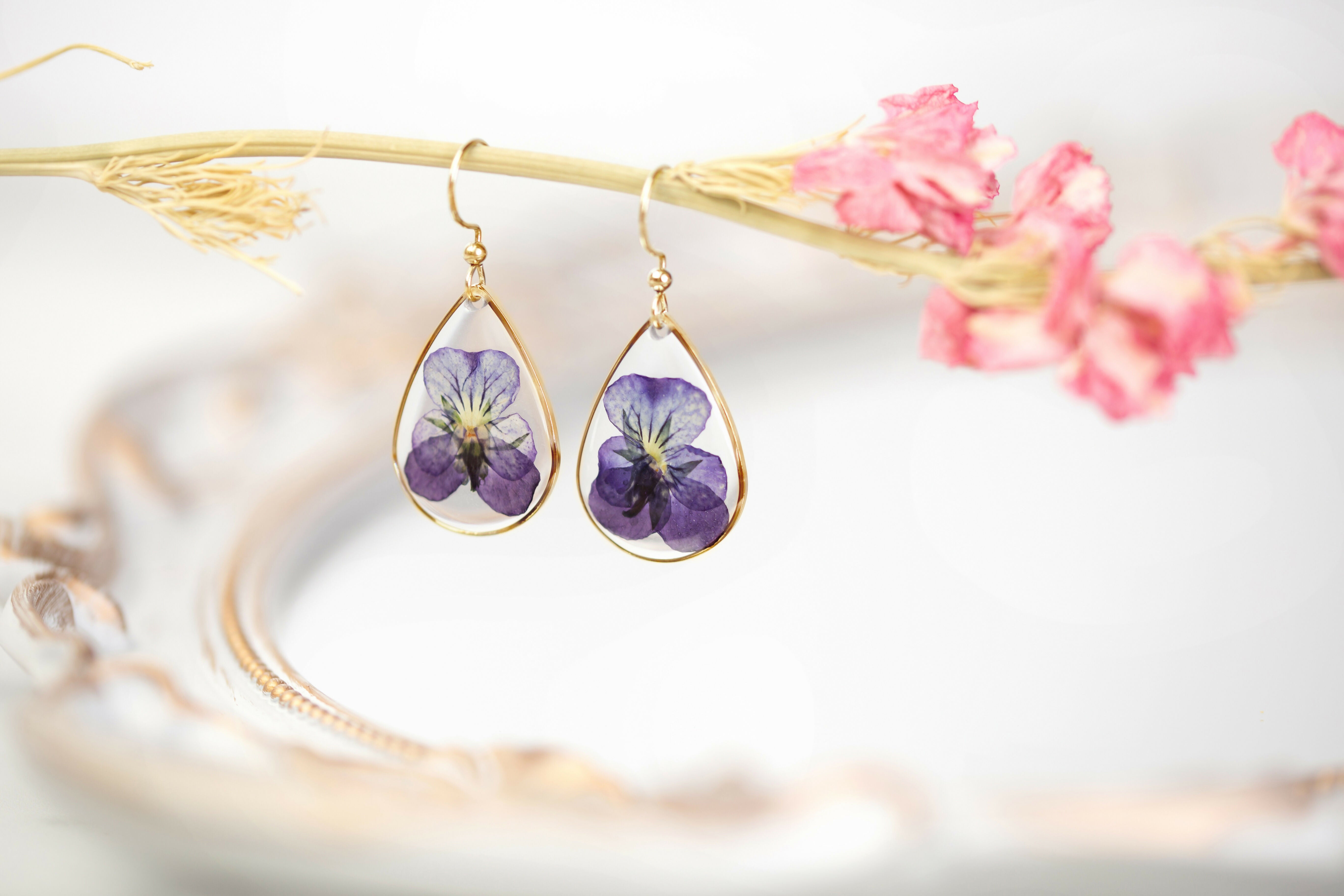 Viola Teardrop Earrings Gold Plated