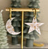 Christmas, Celestial Moon and Star Dangly Earrings