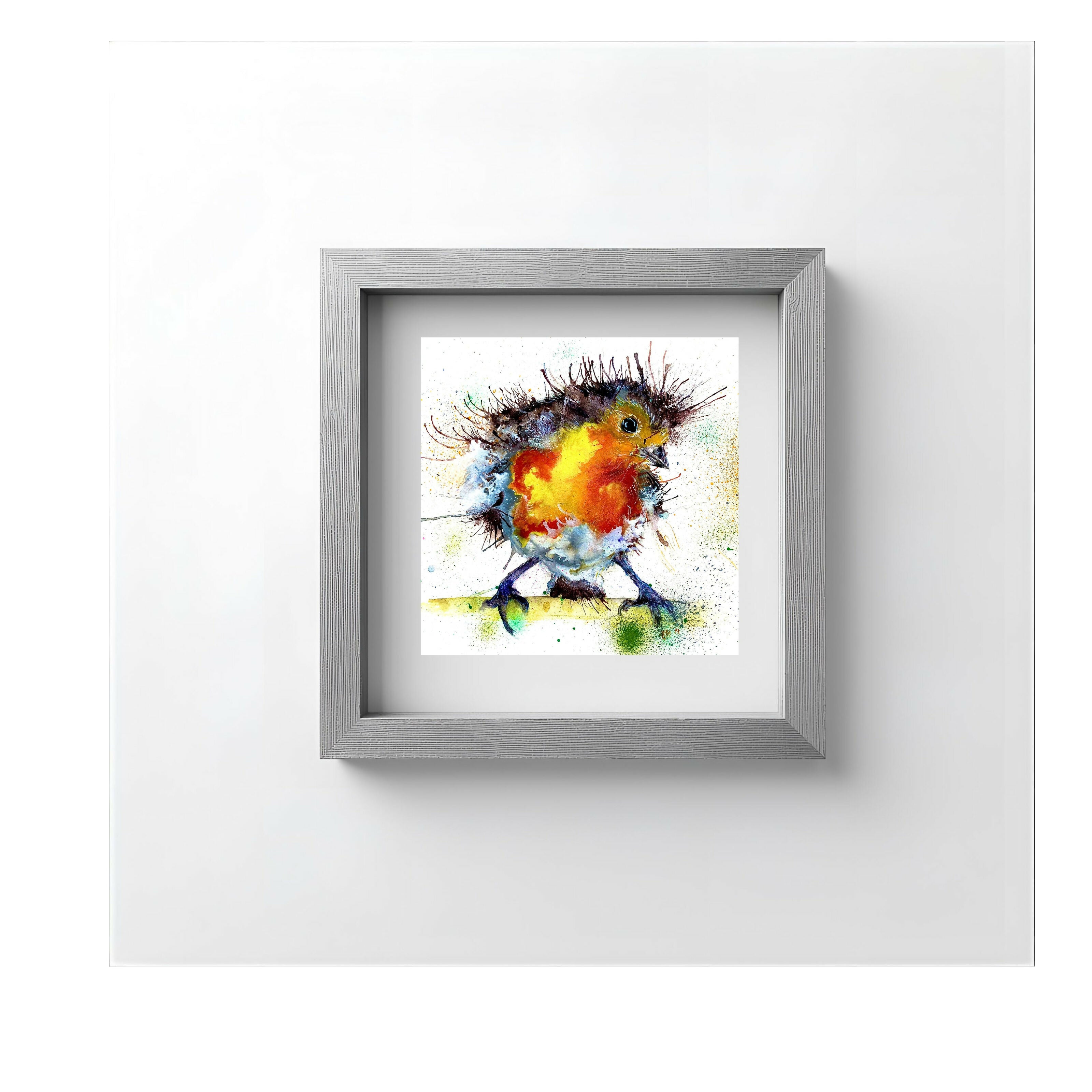 FINE ART PRINT OF ROCKY ROBIN, PART OF THE 'LITTLE MINI TREASURE' ART COLLECTION