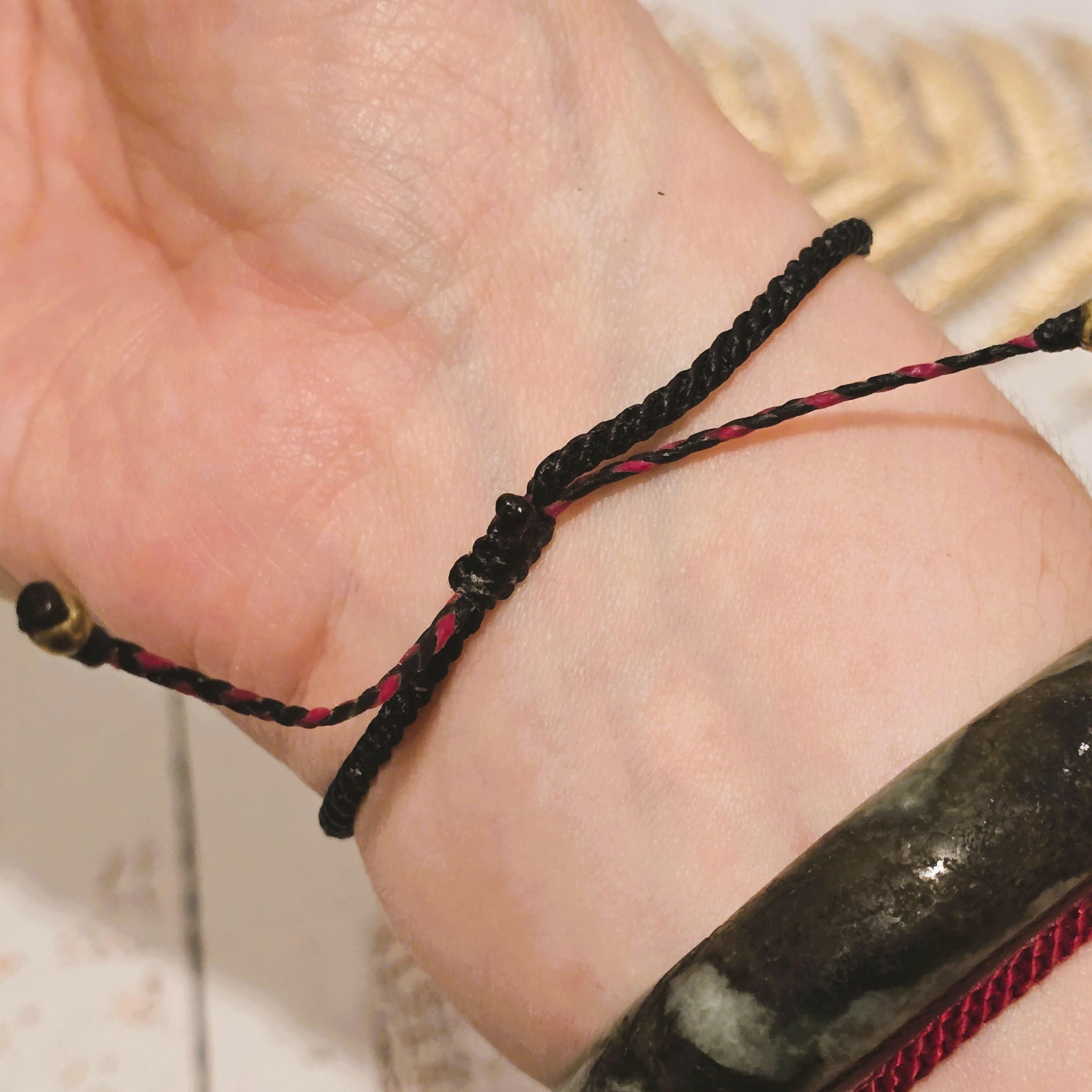 Pink Tourmaline Birthstone Bracelet; Single Crystal Macrame Adjustible October Gift Bracelet