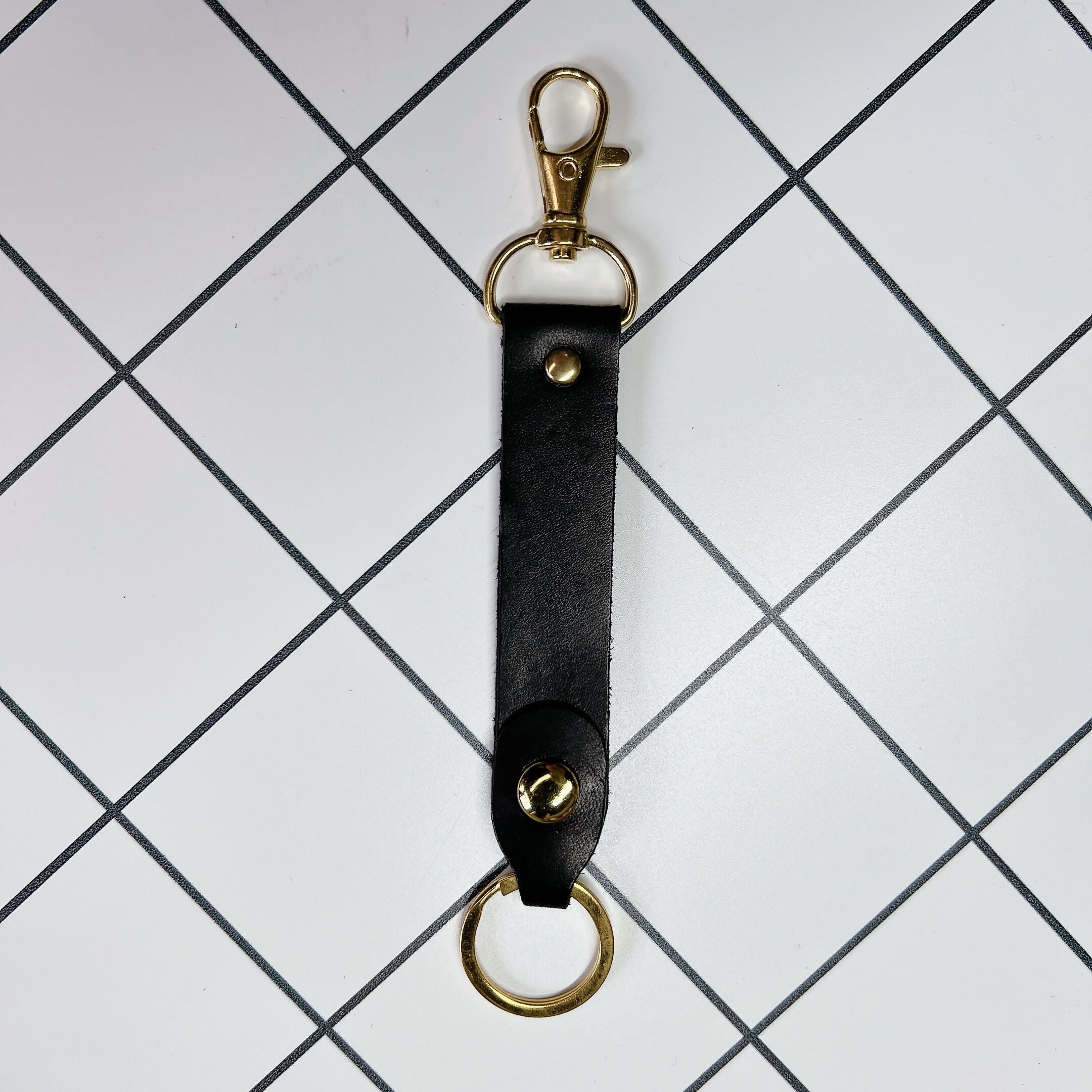LoopLock Leather Keychain (Gold-tone Hardware)