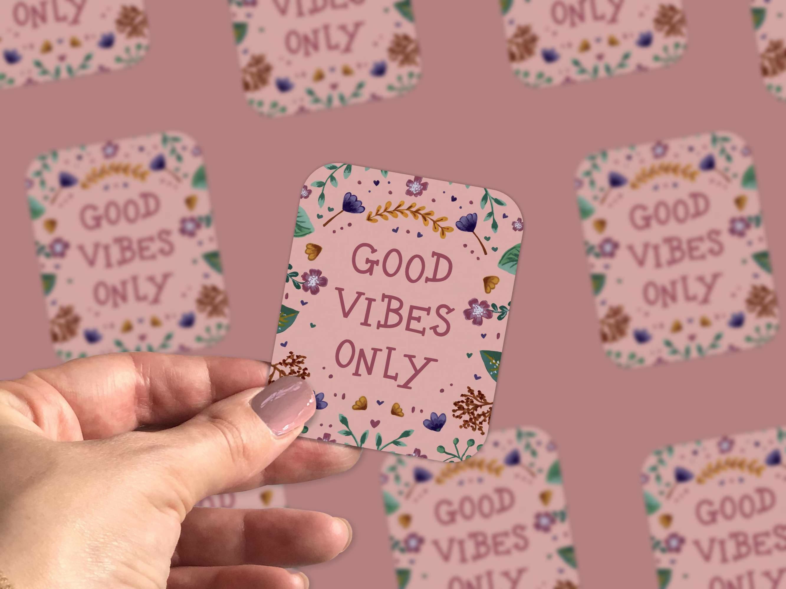 Floral Positivity Stickers - Die Cut Stickers 3 Pack