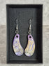 Handcrafted Teardrop Shaped Purple, Lilac, Cream And Black Earrings