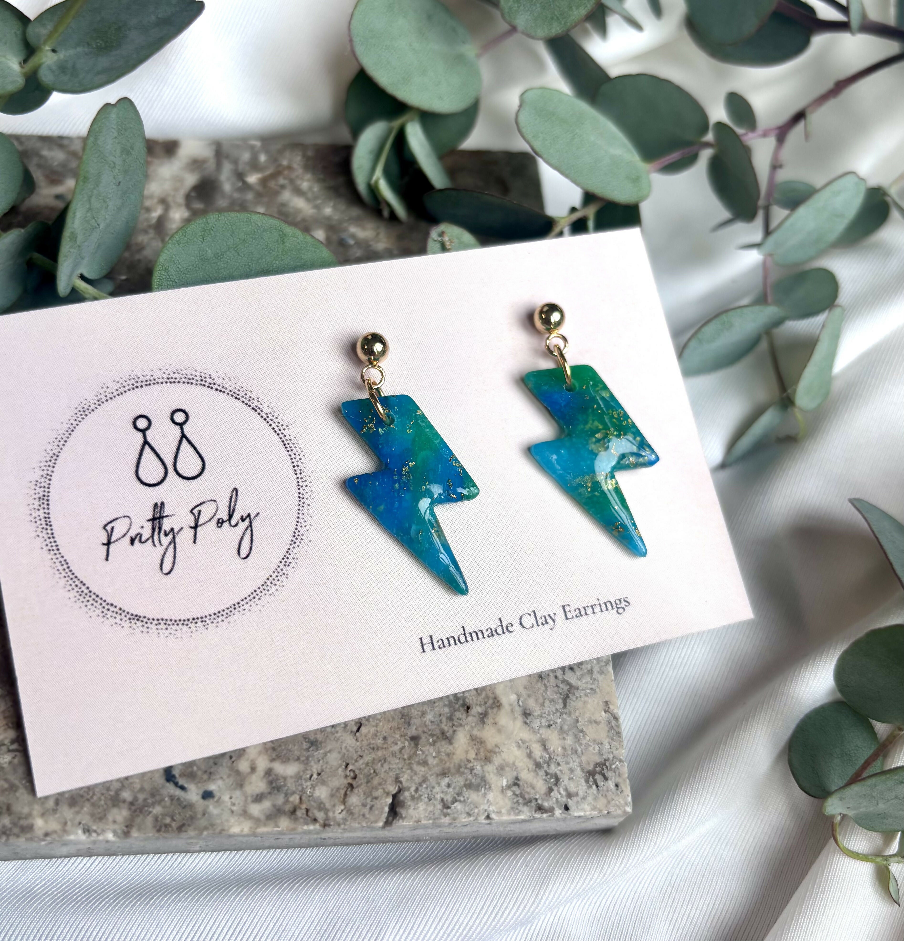 Ocean Dream Collection - Small Lightening Bolts Polymer Clay Earrings