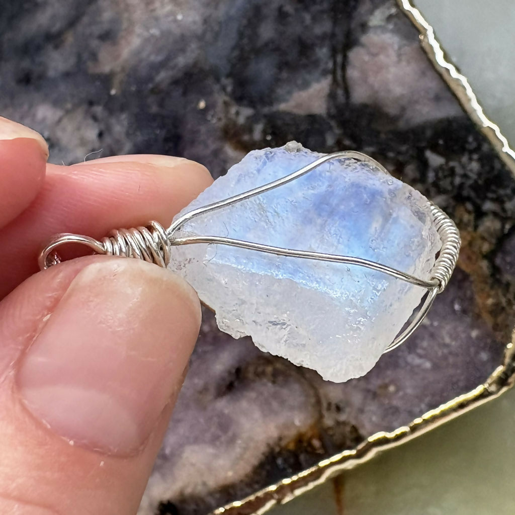 Handmade Sterling Silver White Moonstone Necklace