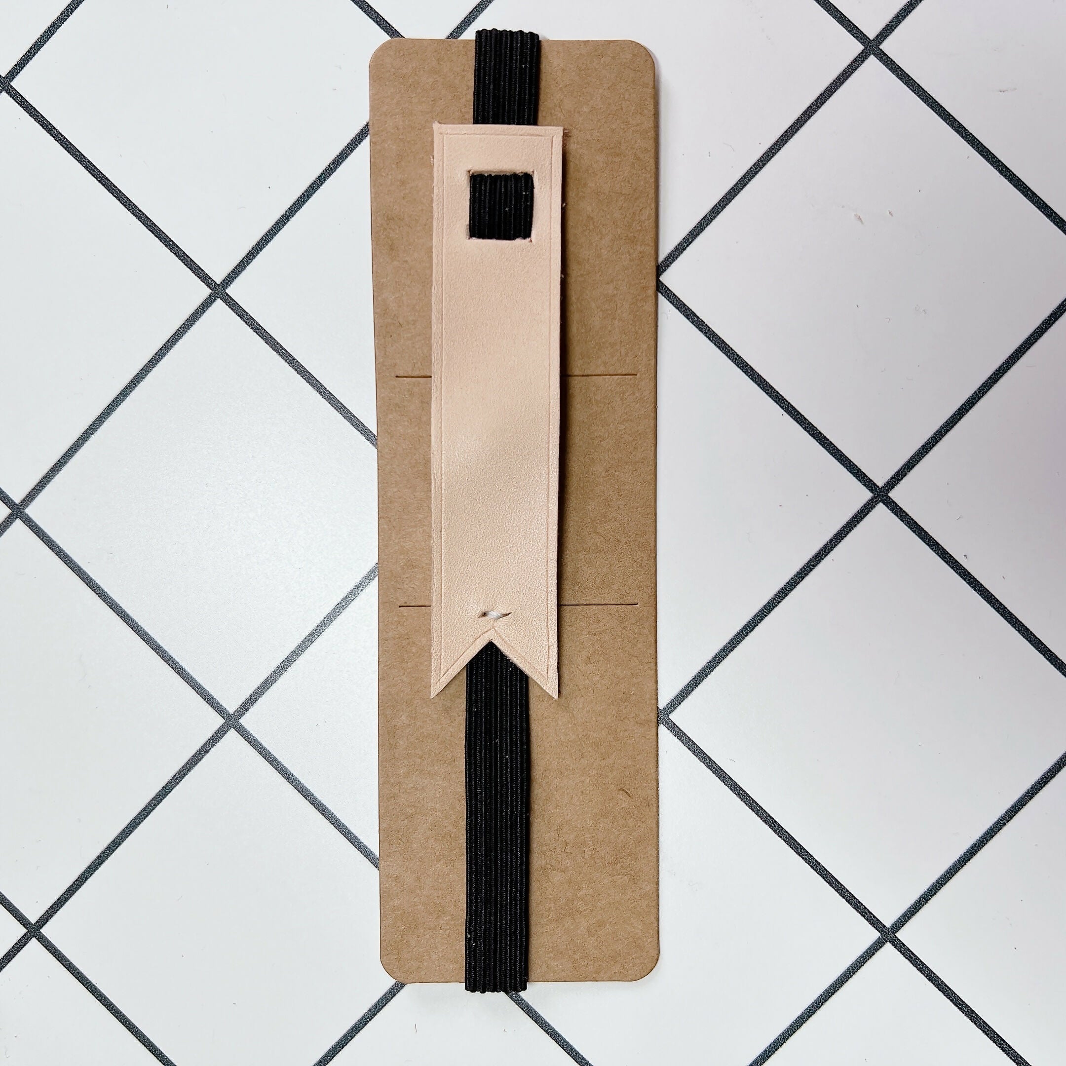 Rubber Strap Leather Elastic Bookmark - Blank