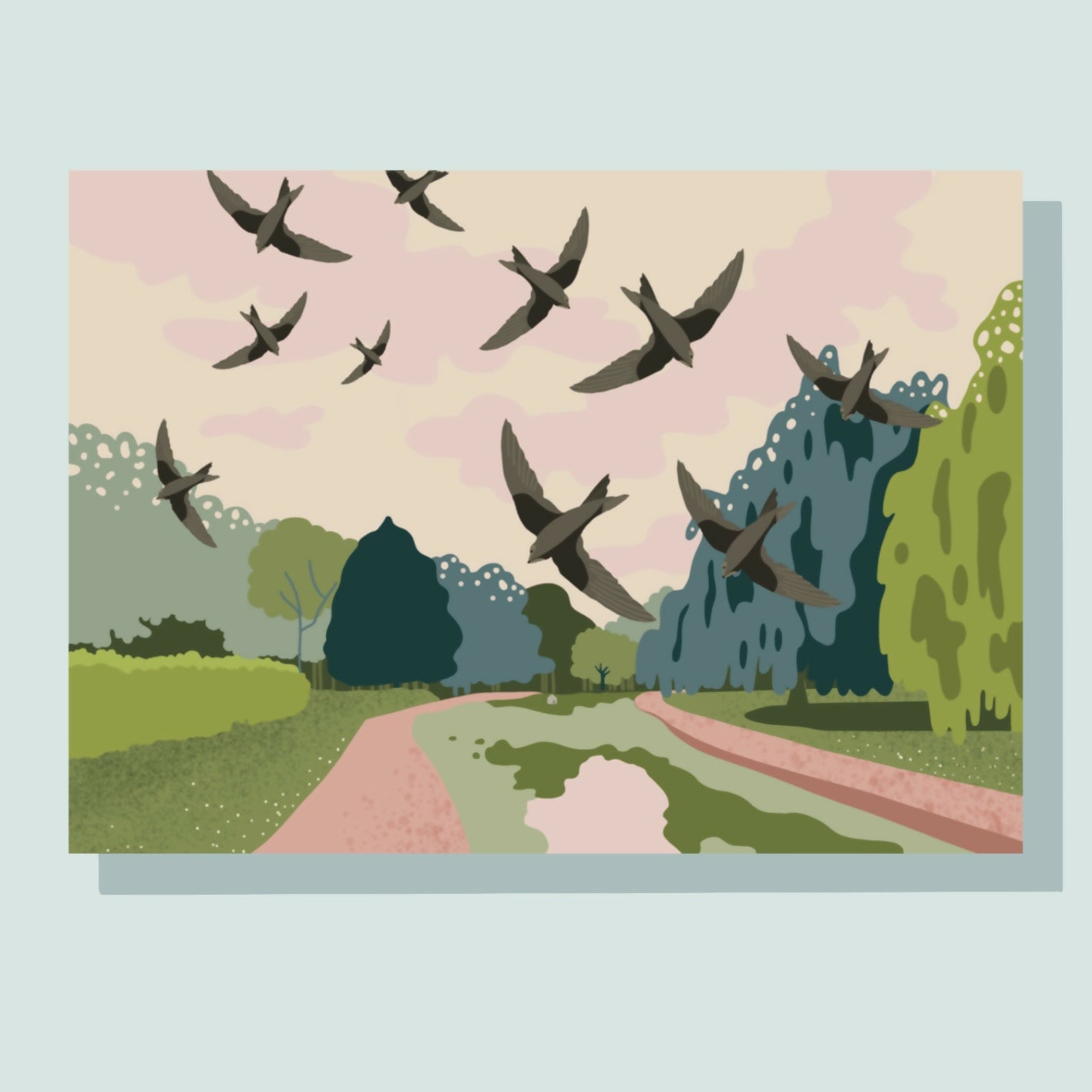 A6 Birds Greetings Card