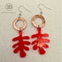 Red Organic Acrylic & Hand-Hammered Copper Earrings