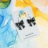 Handmade Black And White Dots Bow Resin Earrings
