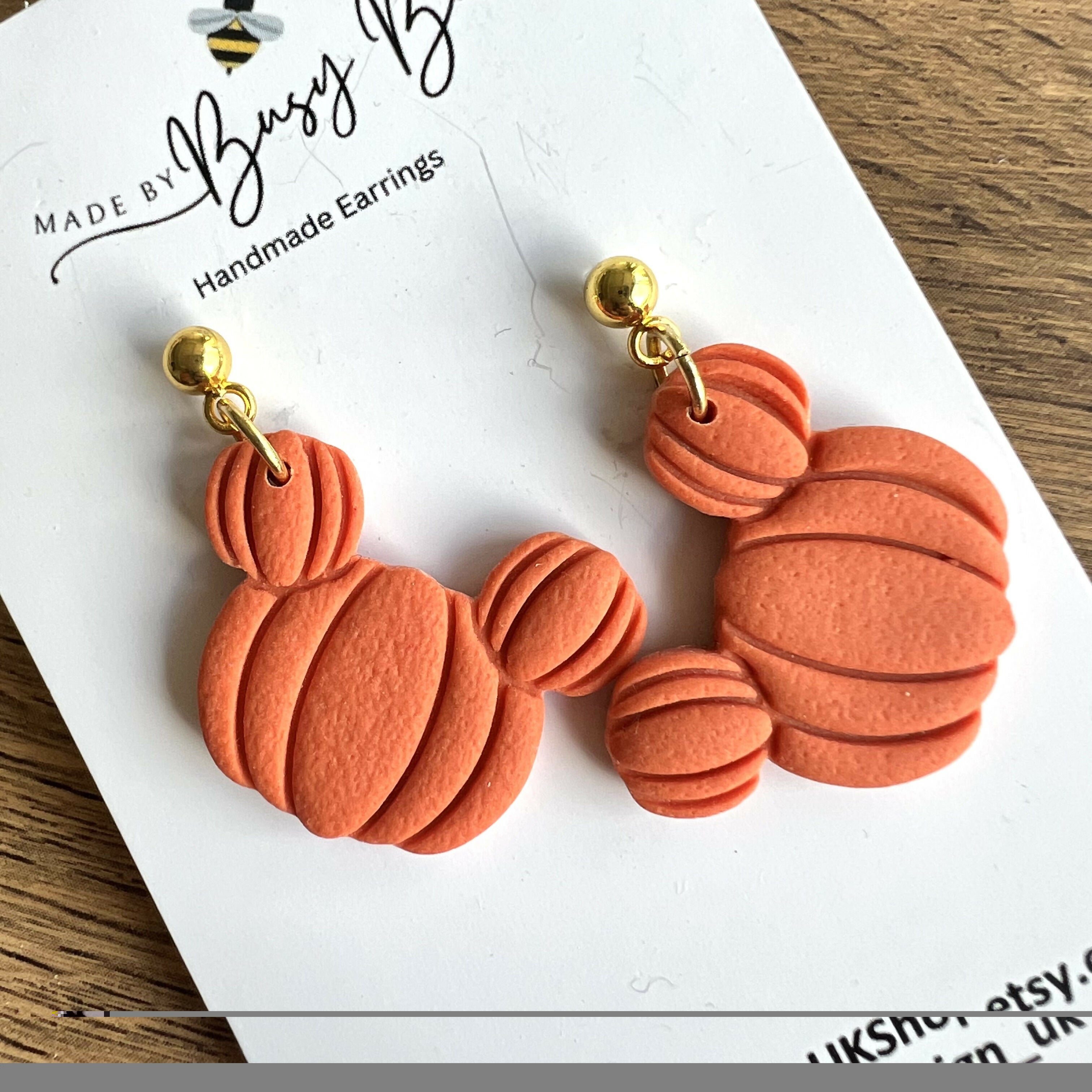 Autumn Polymer Clay Earrings, Dainty Handmade Dangles