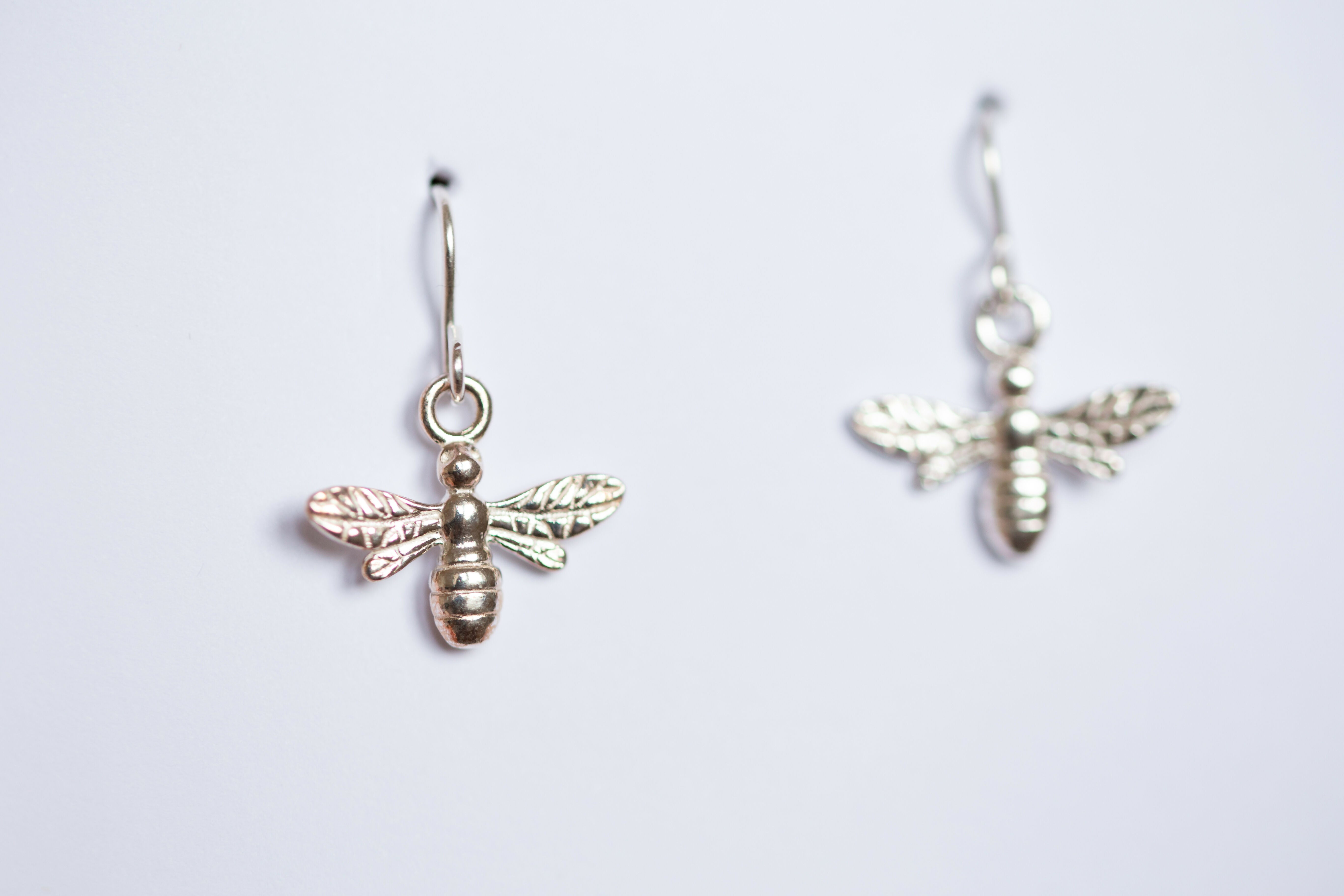 Bee Hook Earrings Sterling Silver
