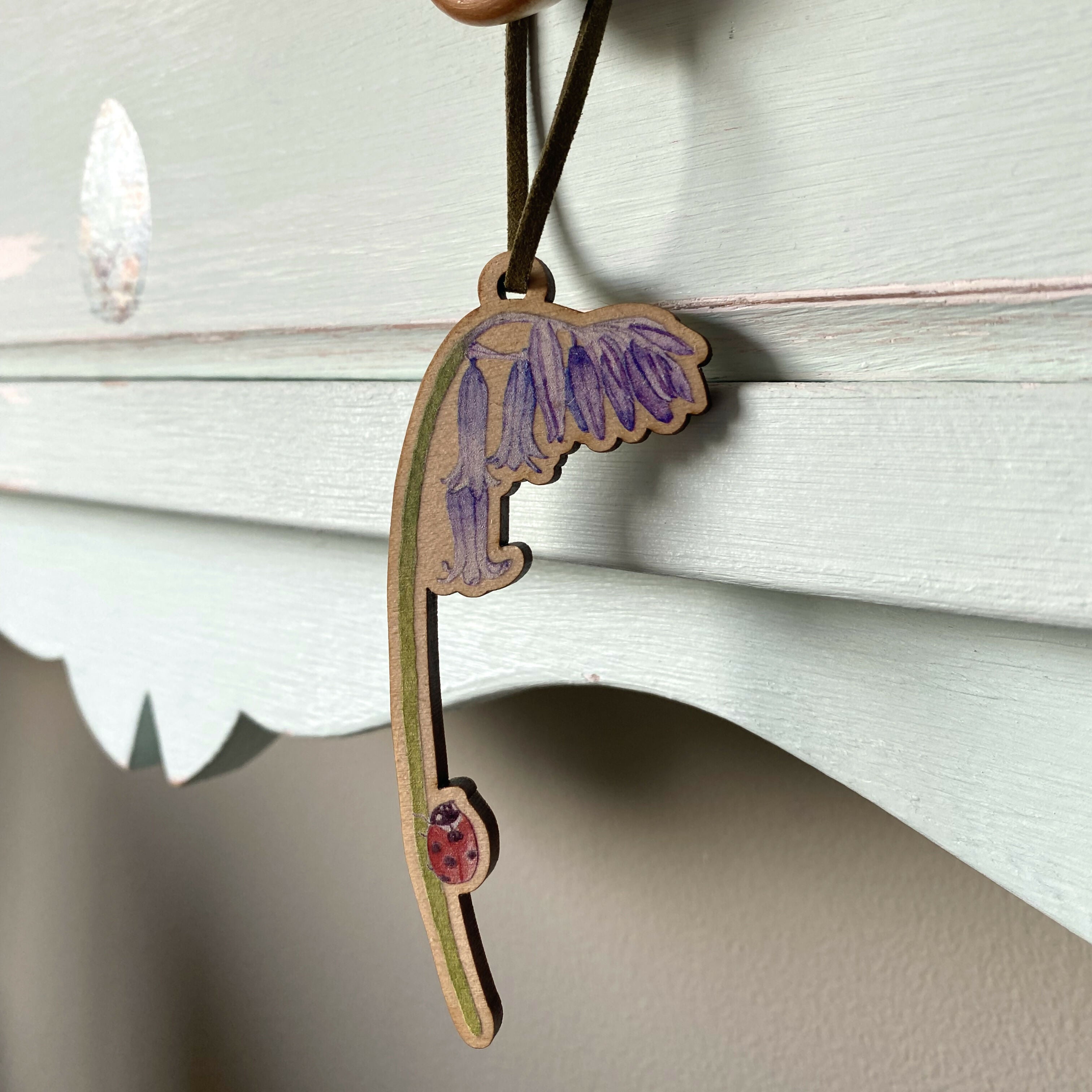 English Bluebell Hanging Wooden Decoration