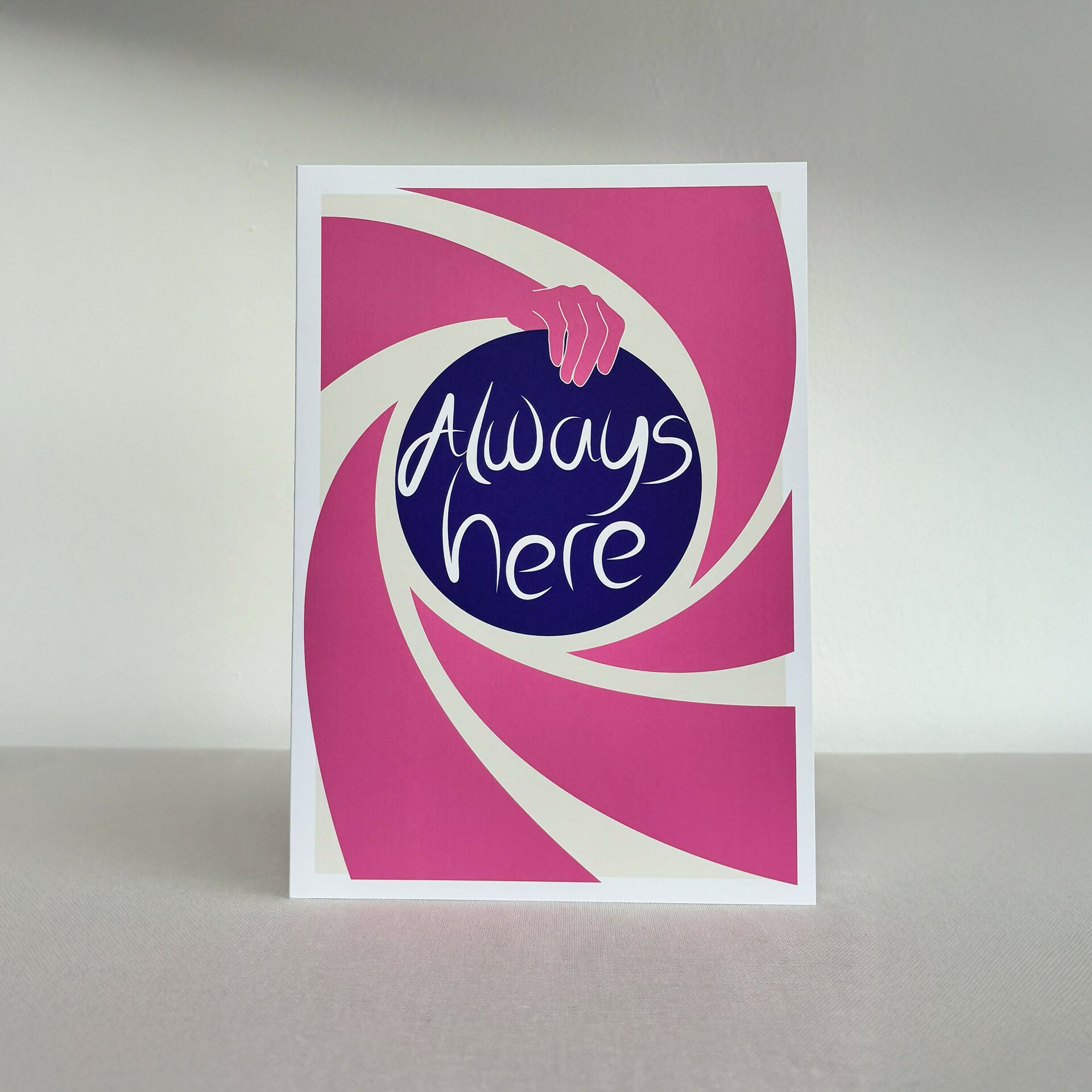 Always Here Card – Support or Friendship Greeting – Pink and Navy Design