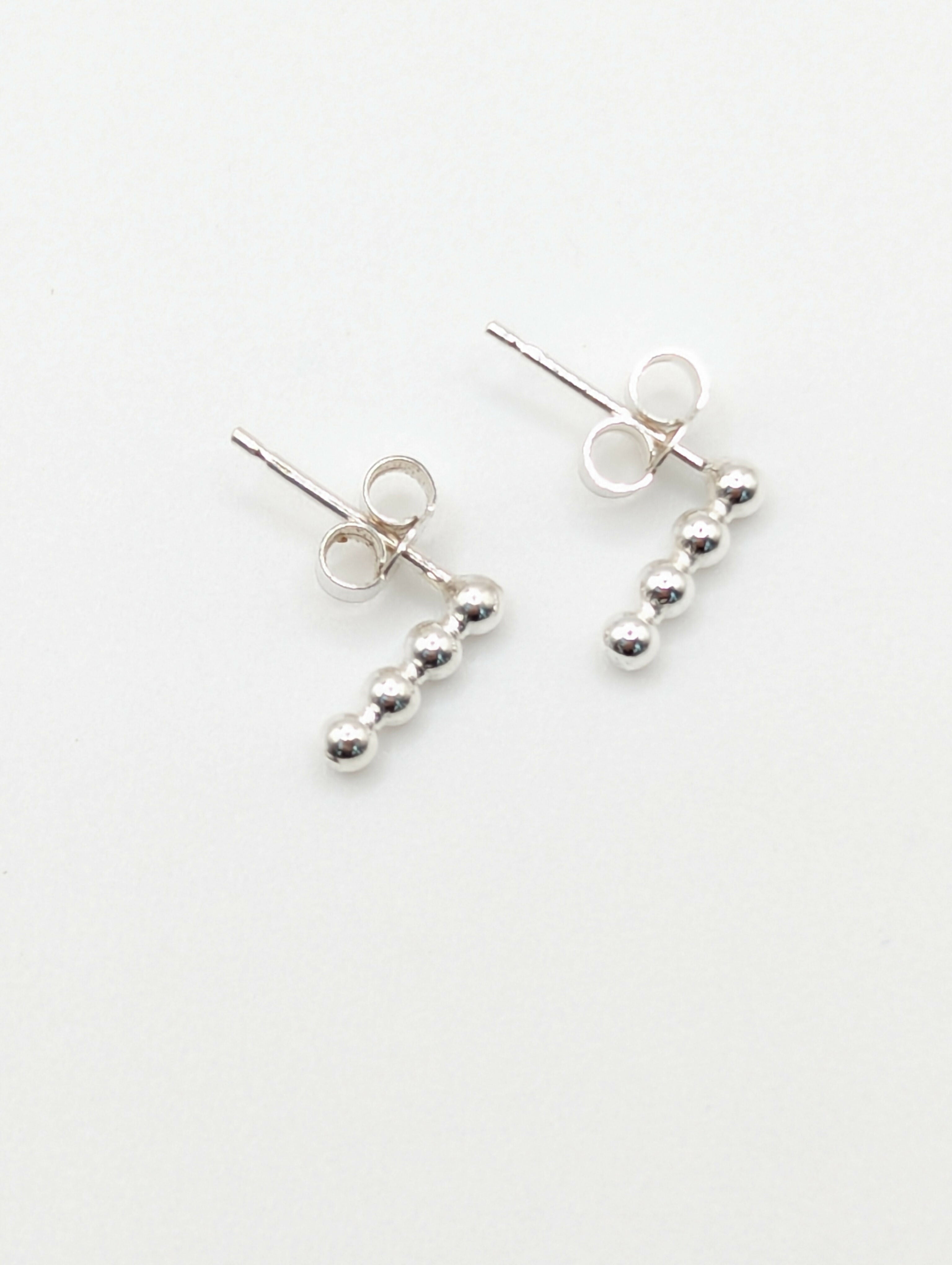 Beaded Sterling Silver Studs - Handmade