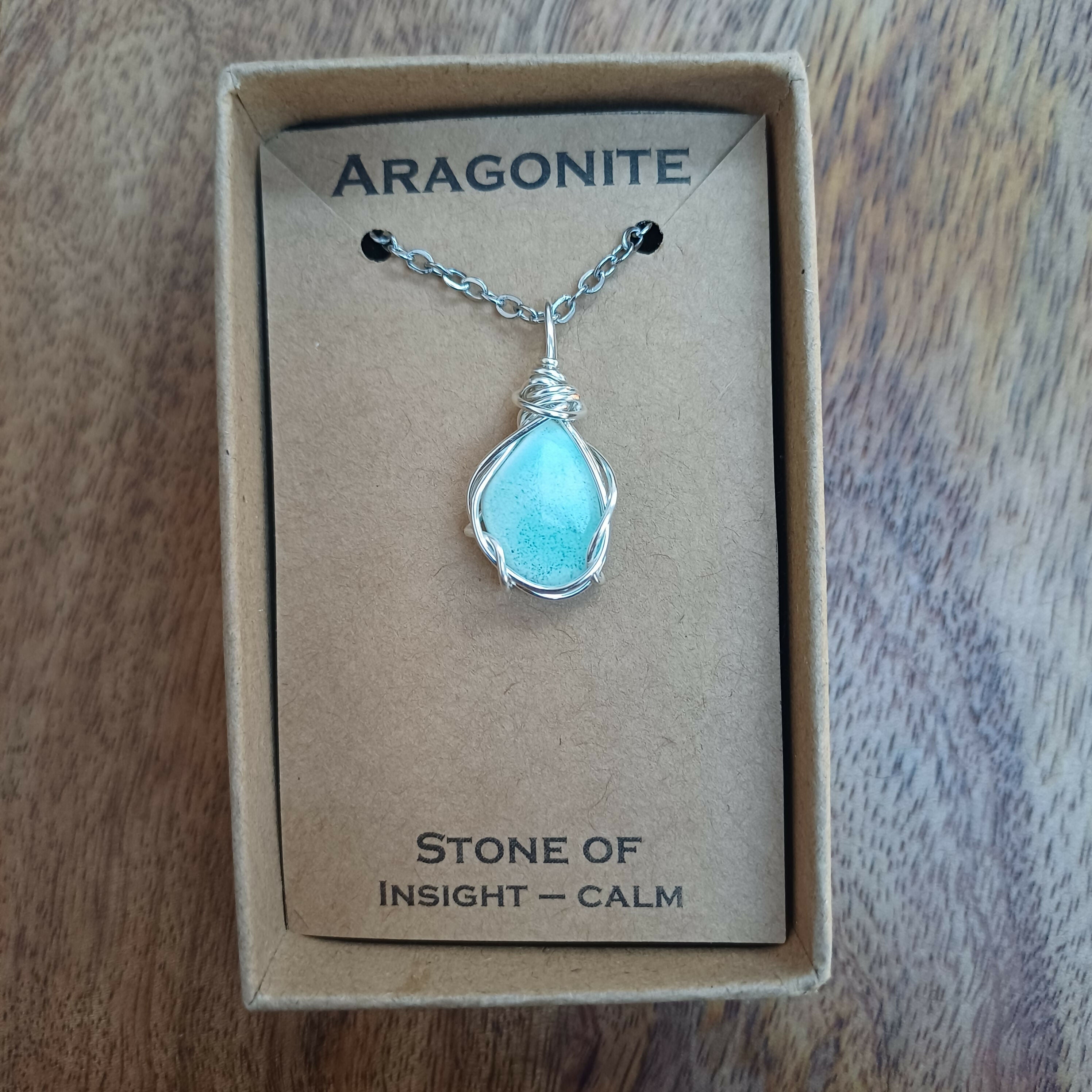 Aragonite Wire Wrapped Pendant