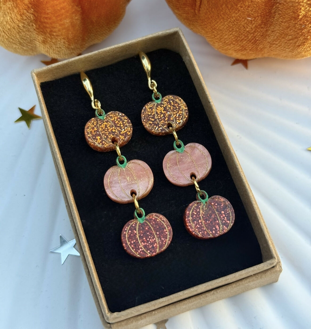 Triple Pumpkin Dangly earrings