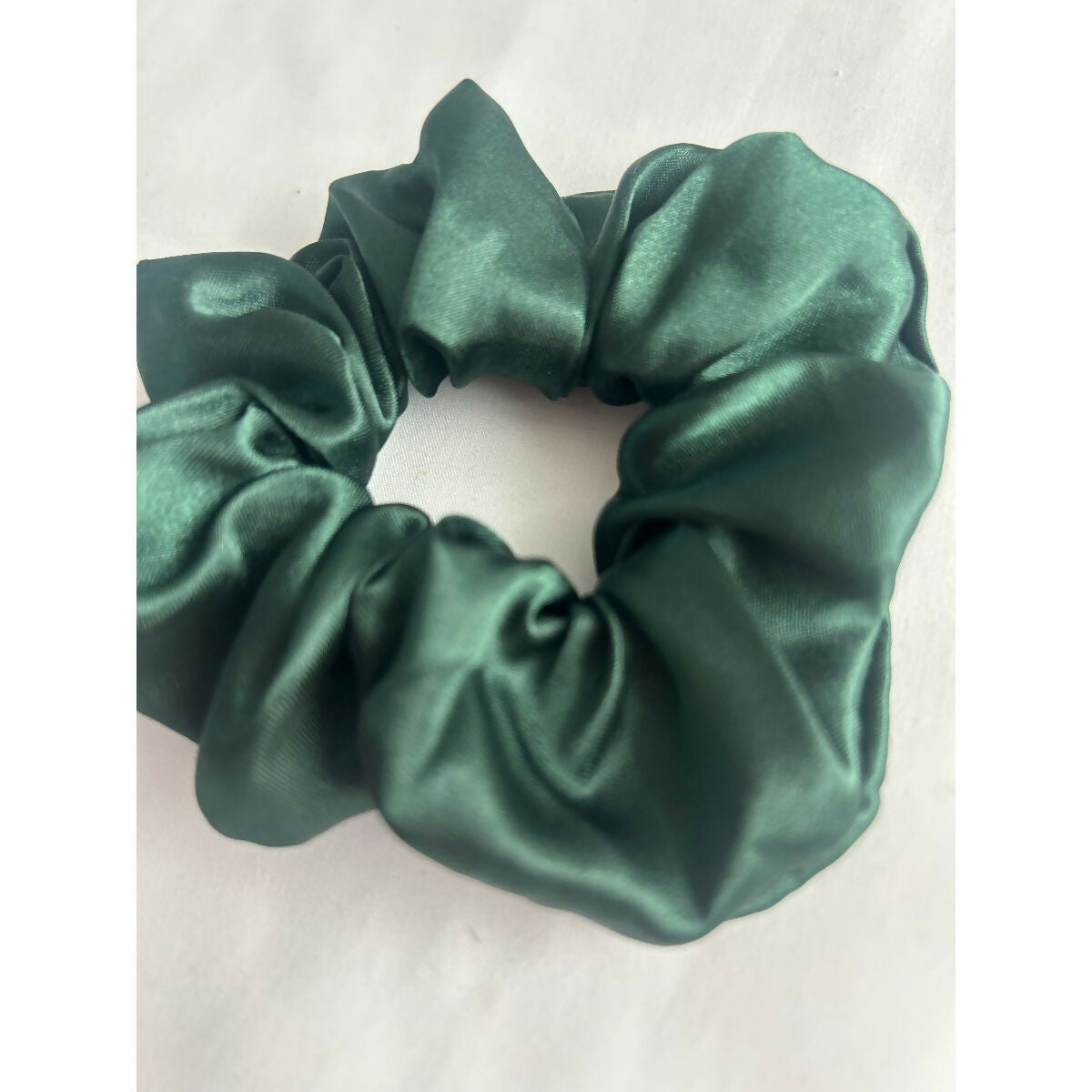 Dark Green Satin Christmas Hair Scrunchie