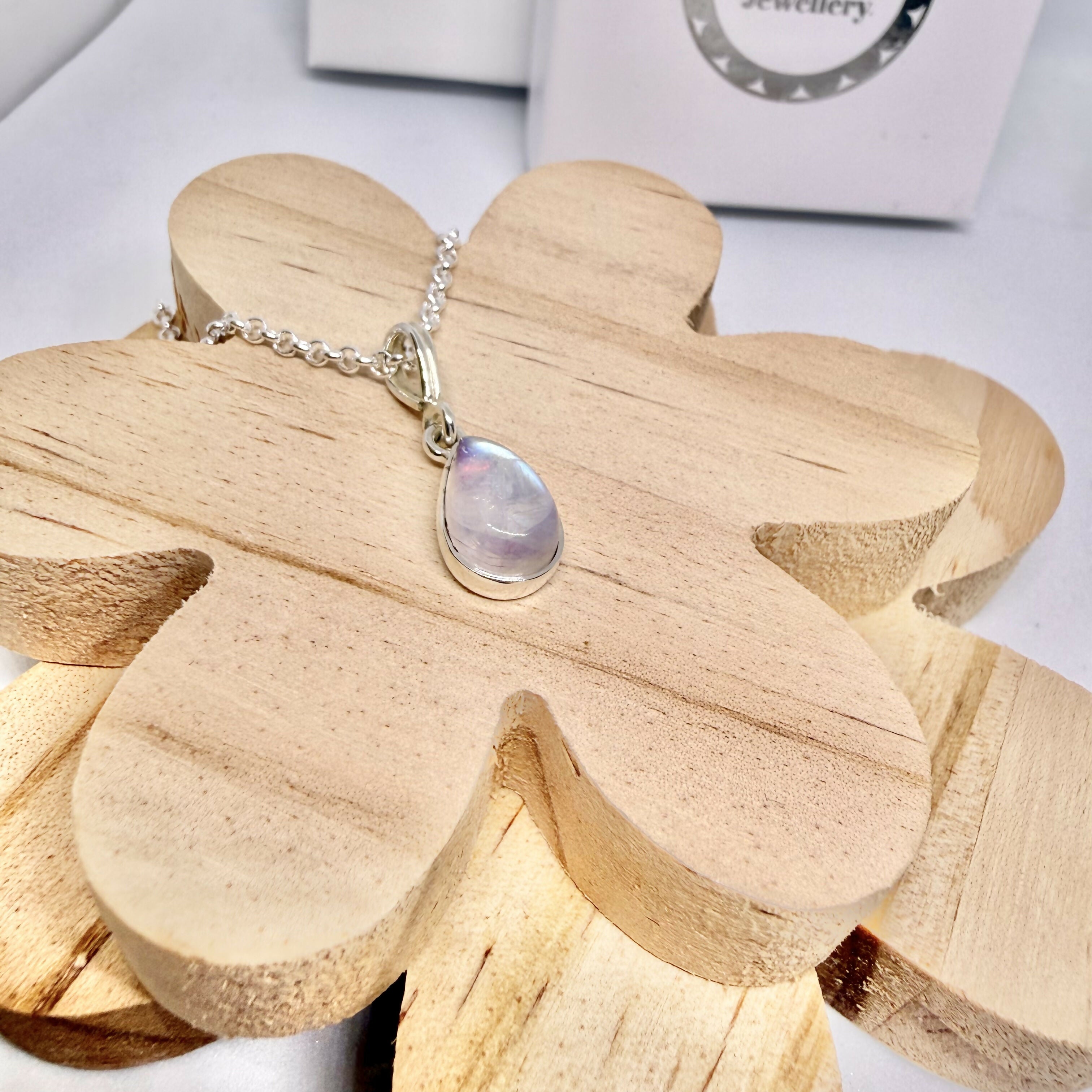 PINK MOONSTONE TEARDROP NECKLACE