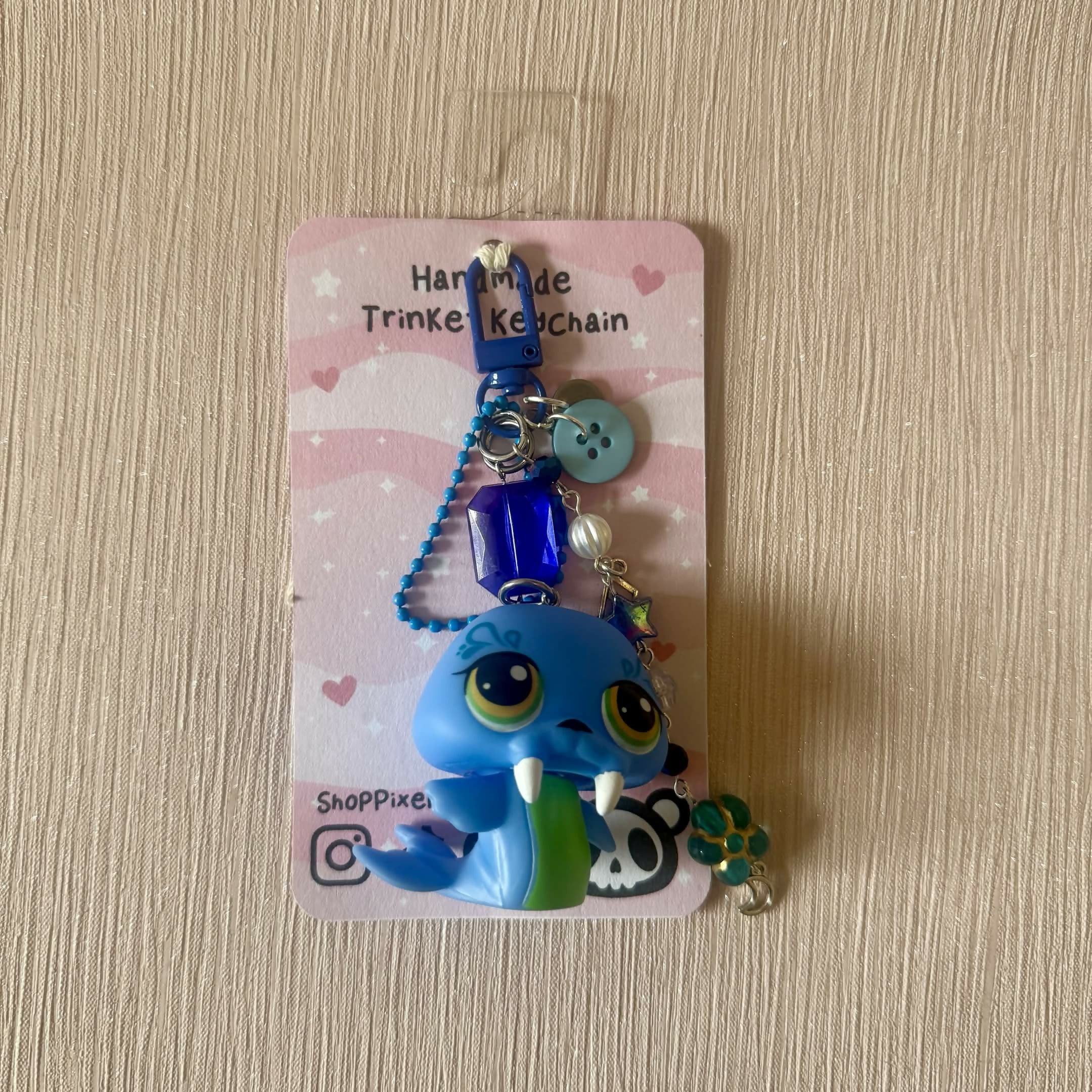 Little Walrus Toy Figure Beaded Trinket Keychain