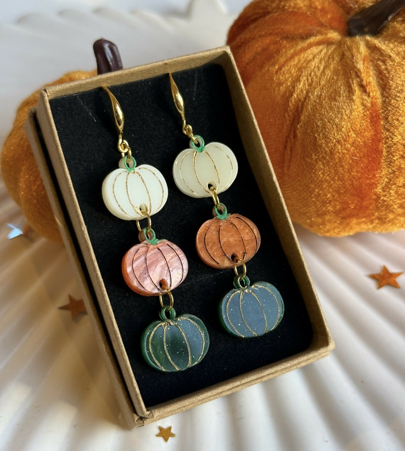 Triple Pumpkin Dangly earrings
