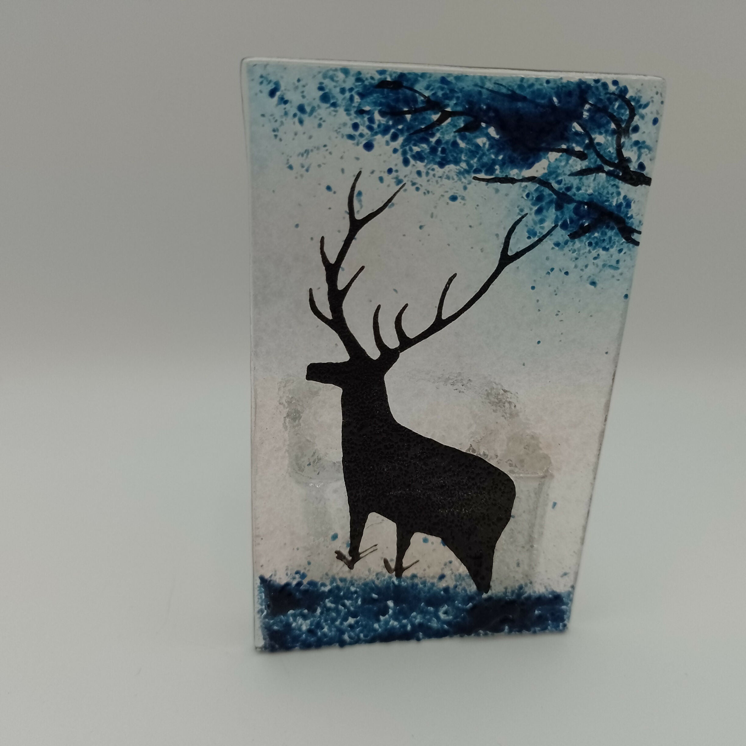 Fused Glass Silhouette Stag Tealight