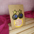 Black And Gold Shimmery Star Earrings With Blue Night Sky Charm