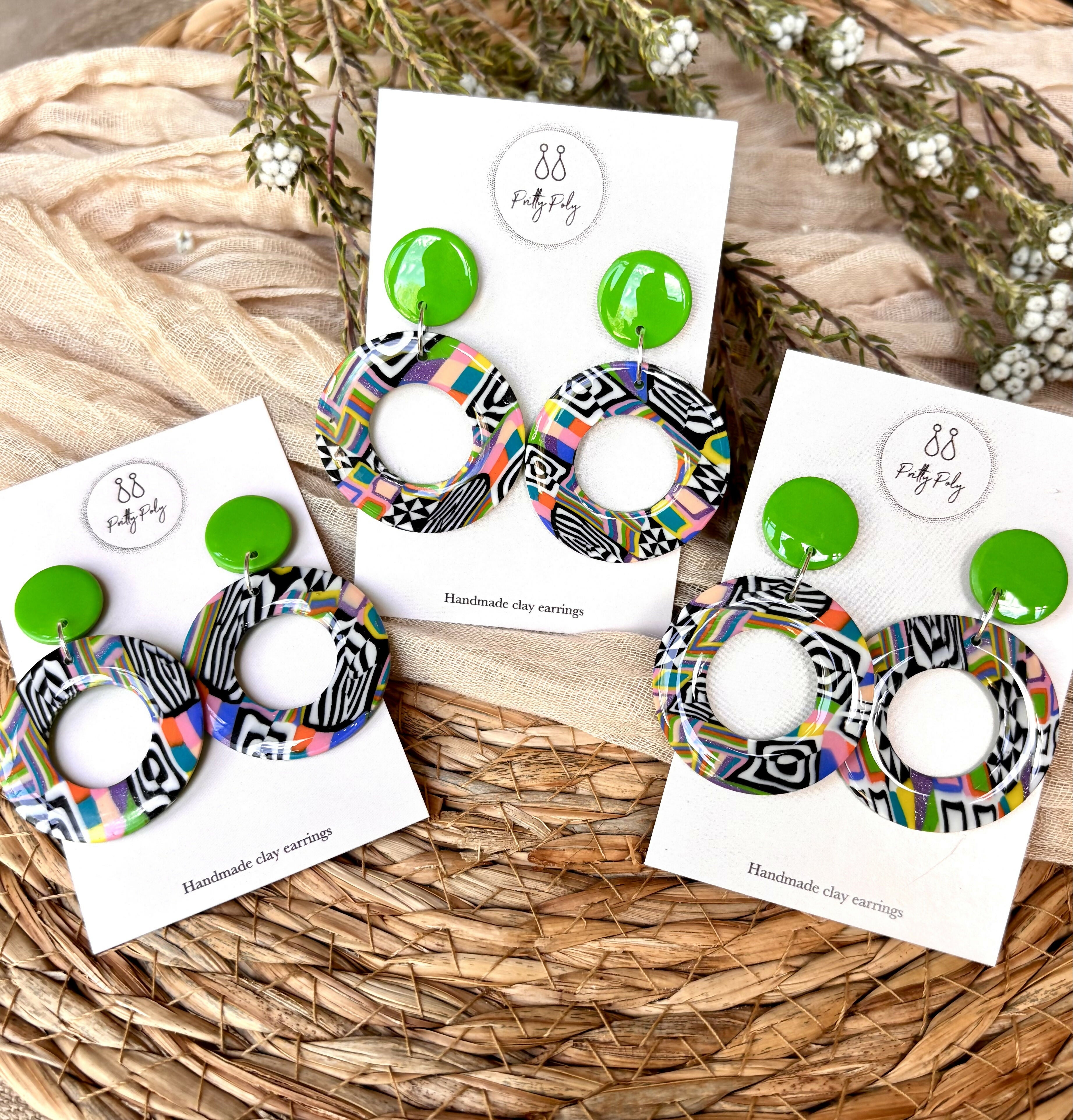 Funky Pattern Collection - Doughnut Polymer Clay Earrings