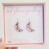 Real Flower Purple and White Crescent Moon Earrings Gold Plated