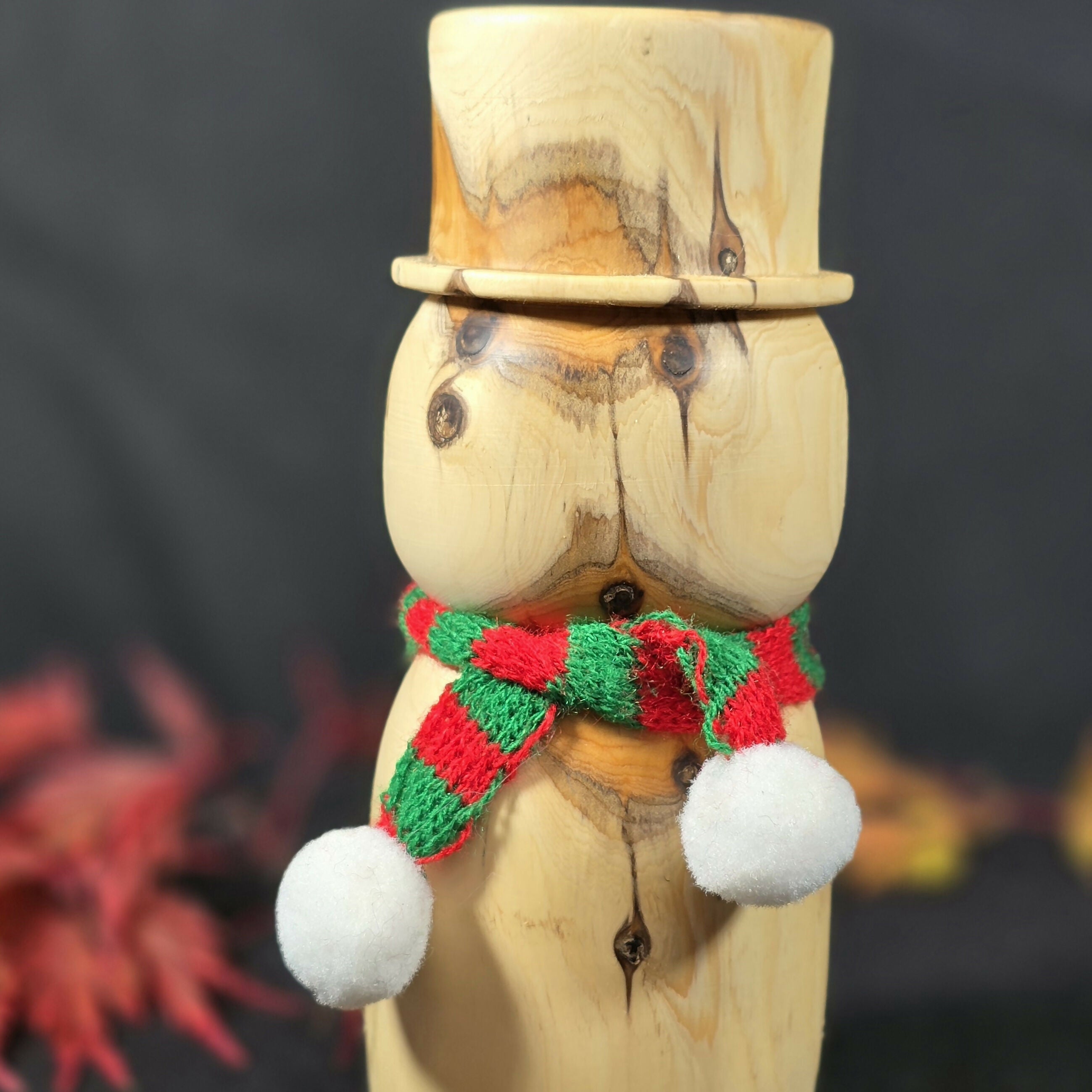 Hand Turned Festive Yew Snowman
