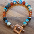 Gemstone Bracelet with Pure Copper Hand Finished Toggle Catch, Blue Dream Agates and Faceted Carnelian.