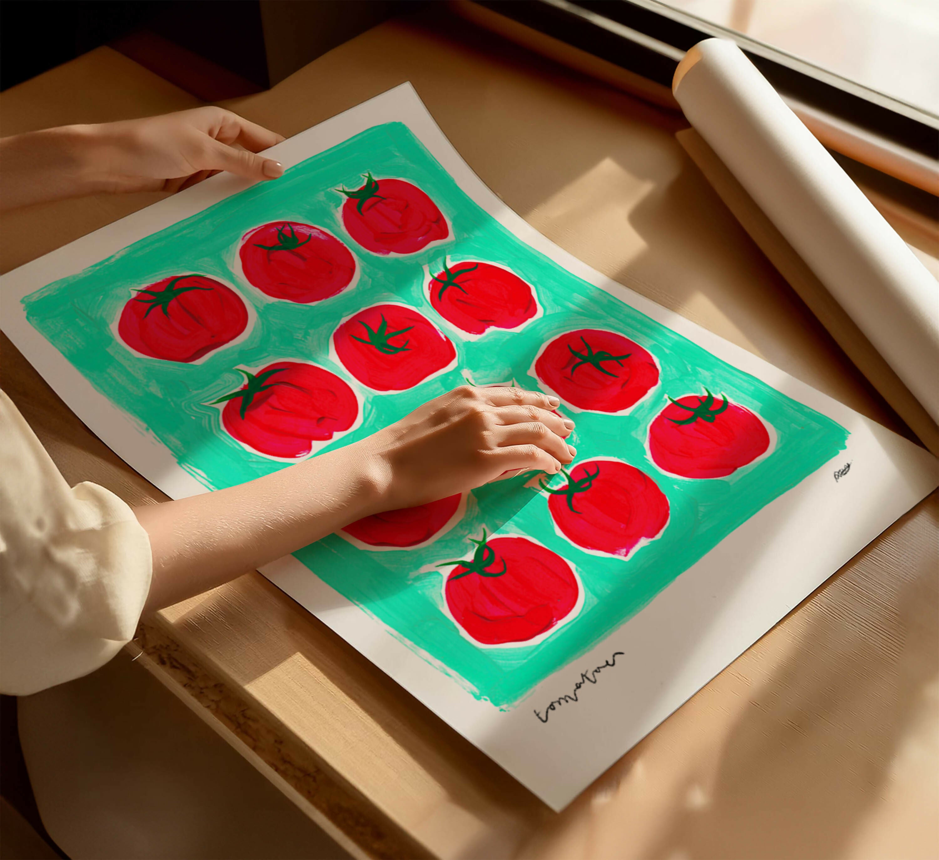 Tomatoes Hand Painted Art Print