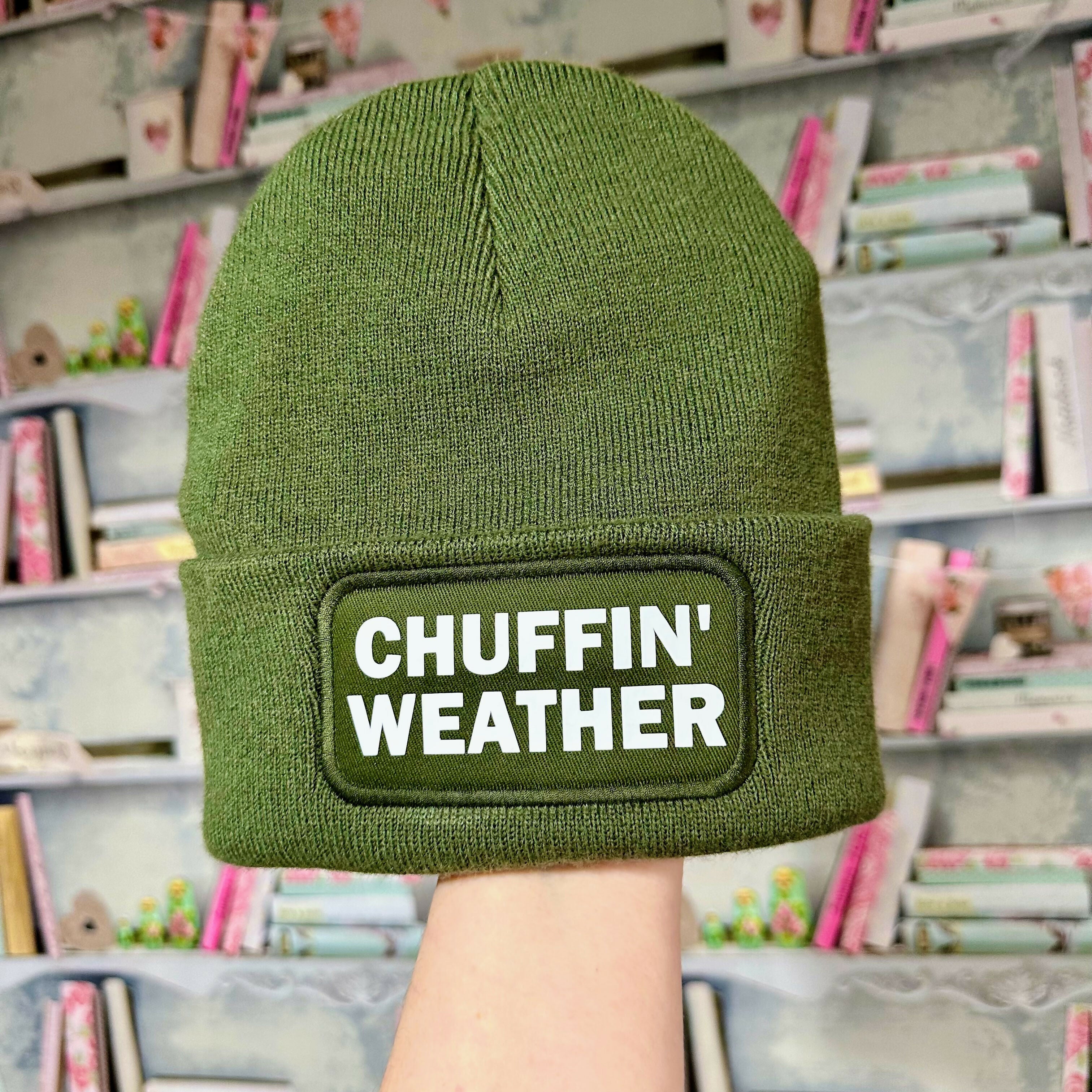 Chuffin Weather Cuffed Rectangular Patch Beanie Hat