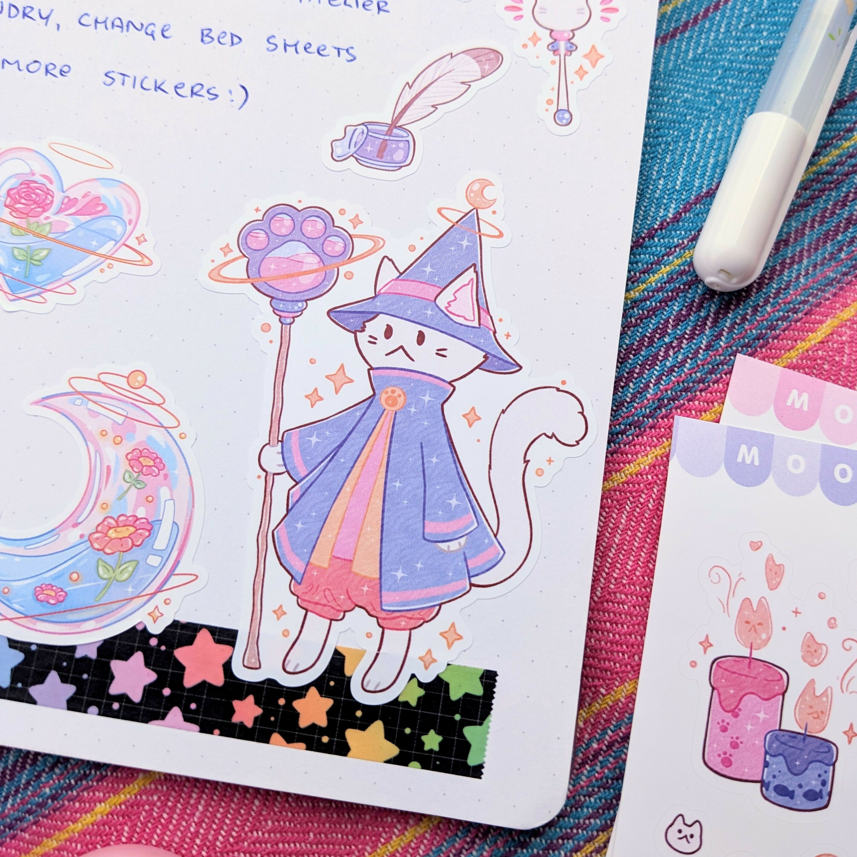 Vinyl Sticker Sheet - Cat Wizard
