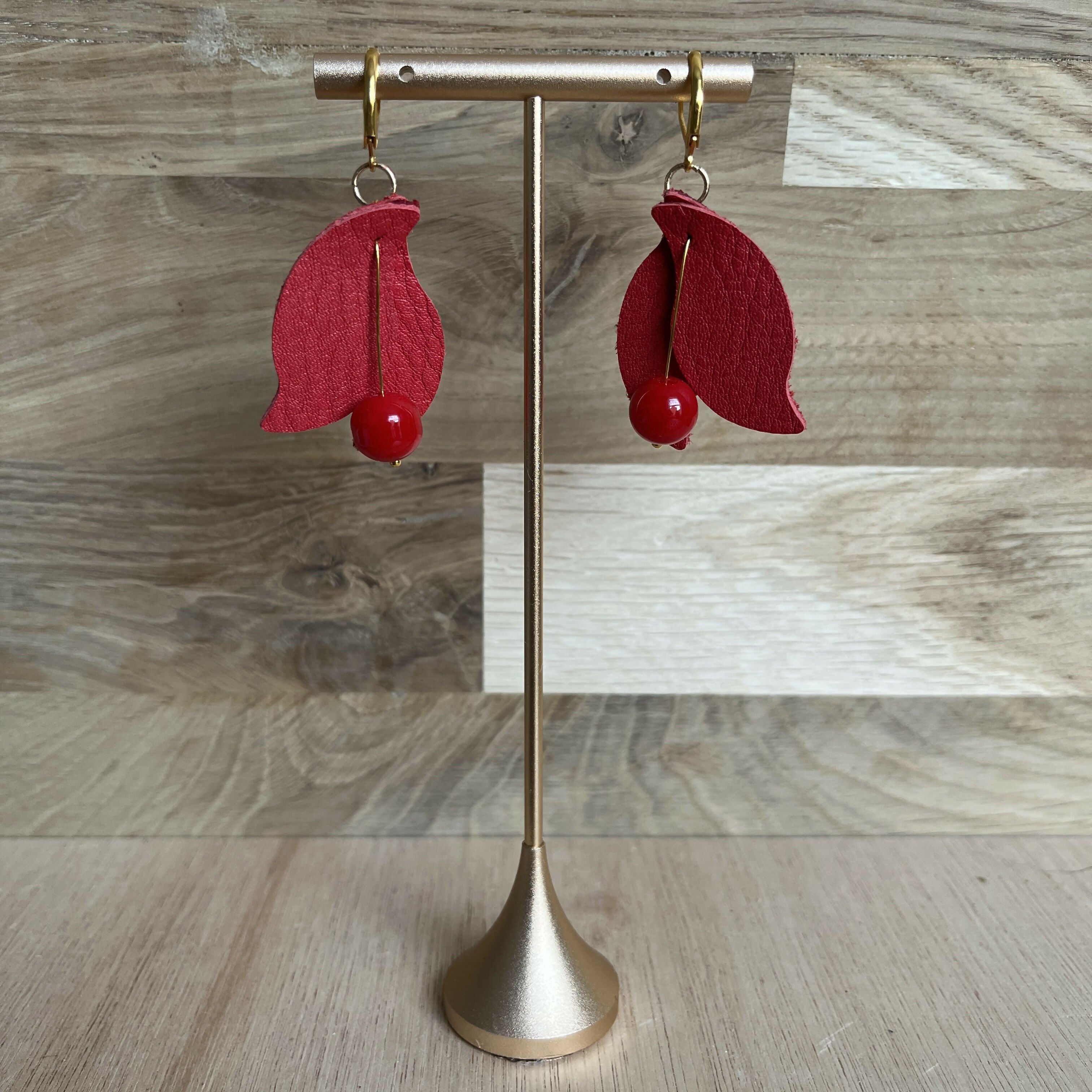 Forest Whisper Crimson Bloom Earrings