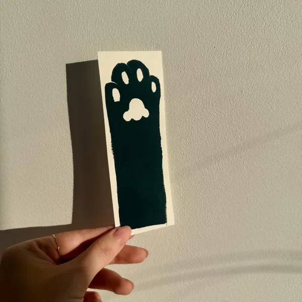 Lino Printed Bookmark - Paw