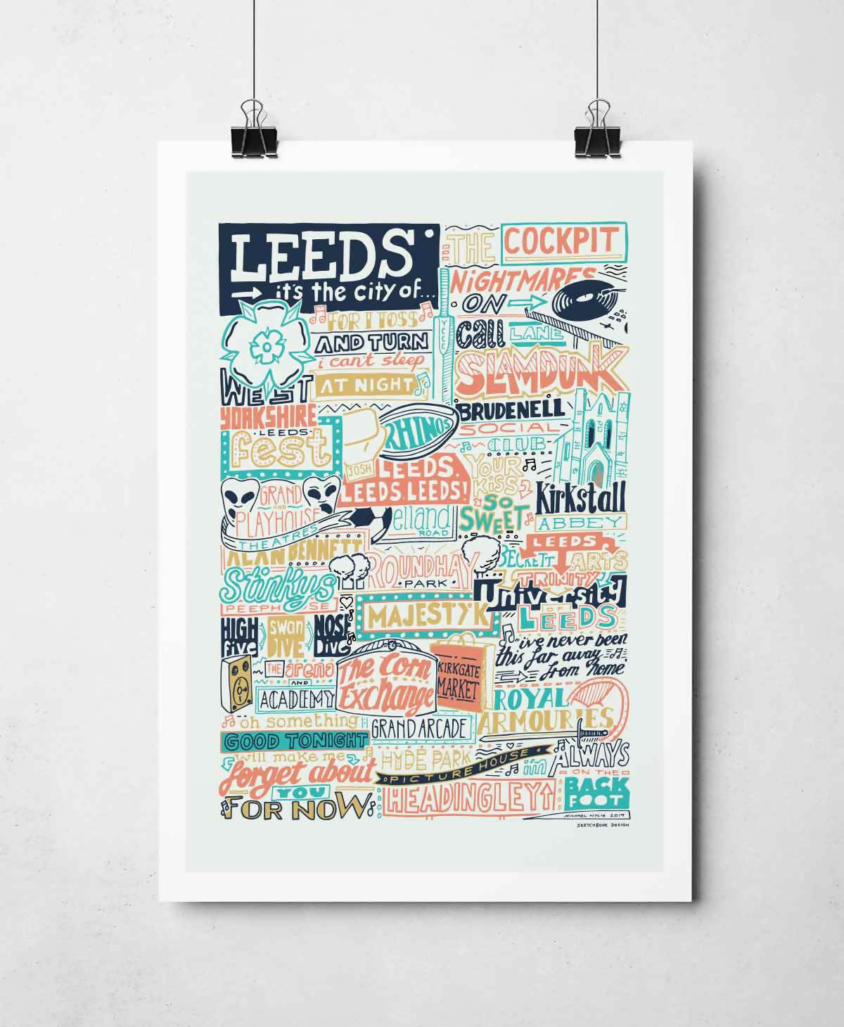 Leeds Landmarks Print Peach