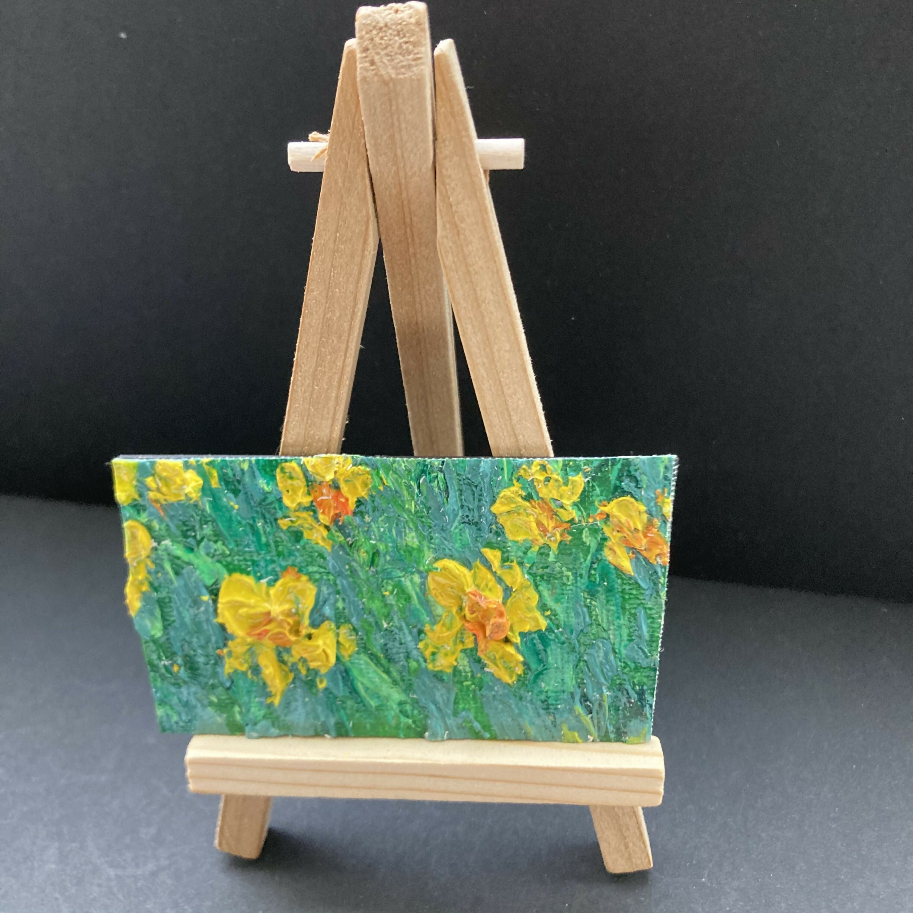 Daffodils Mini Oil Painting Canvas Fridge Magnet