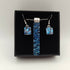 Blue and Green Dichroic Glass Pendant and Earring Set