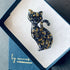 Hand Cast Mosaic Resin Cat Brooch