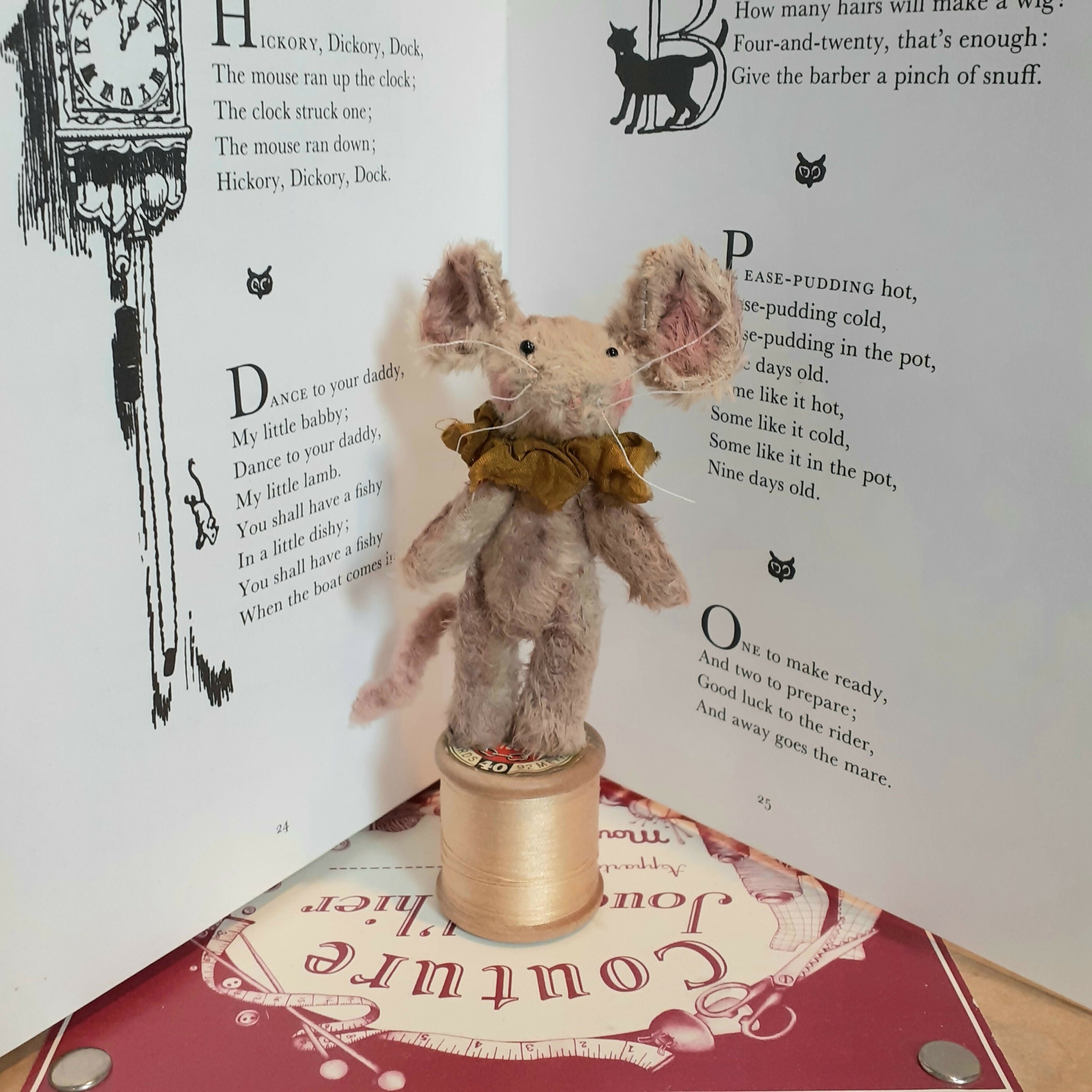 Miniature Mouse On Vintage Cotton Reel Ornament