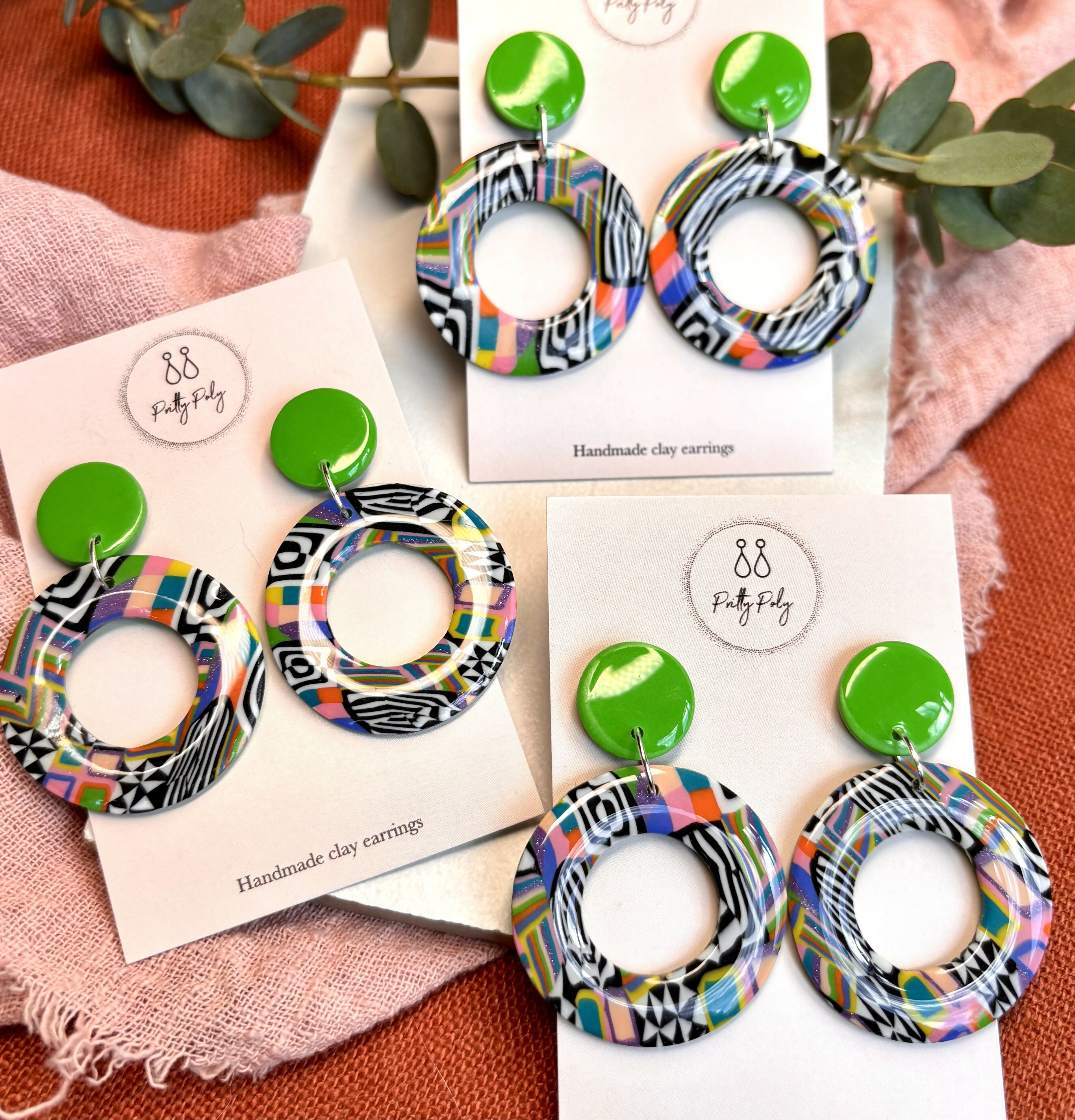 Funky Pattern Collection - Doughnut Polymer Clay Earrings