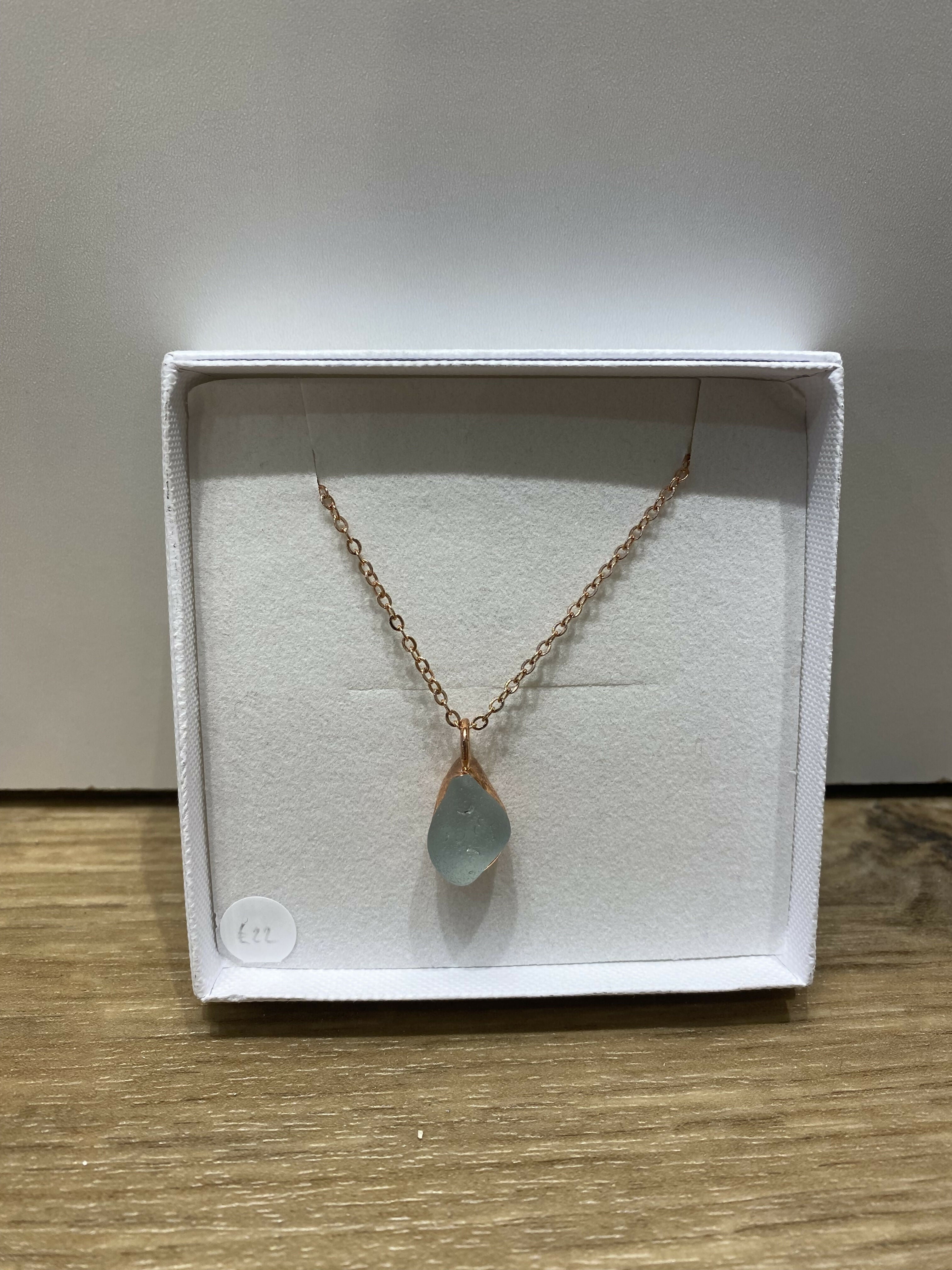 Pale Green Seaglass Drop Necklace
