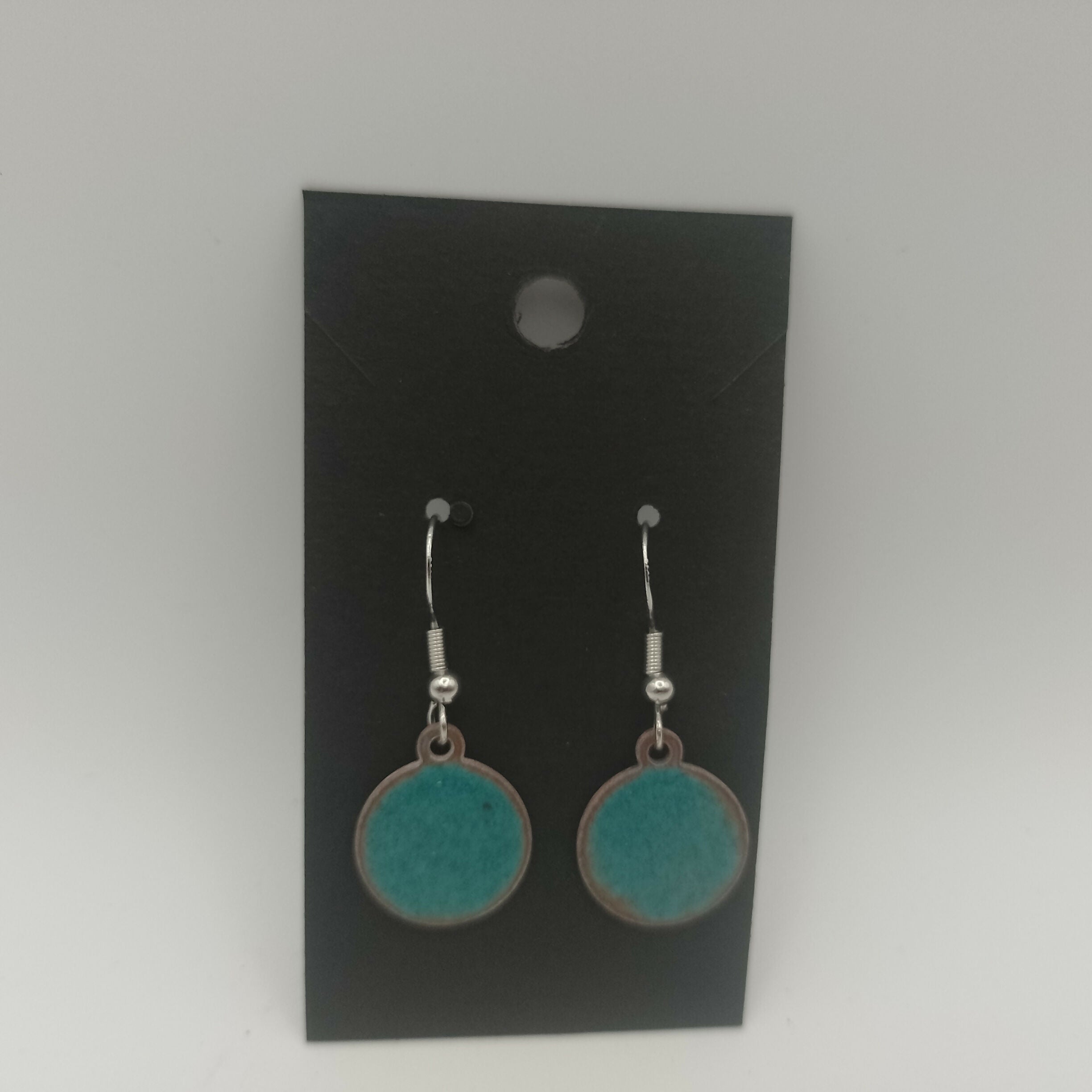Jad Green Enamel Circle Earrings