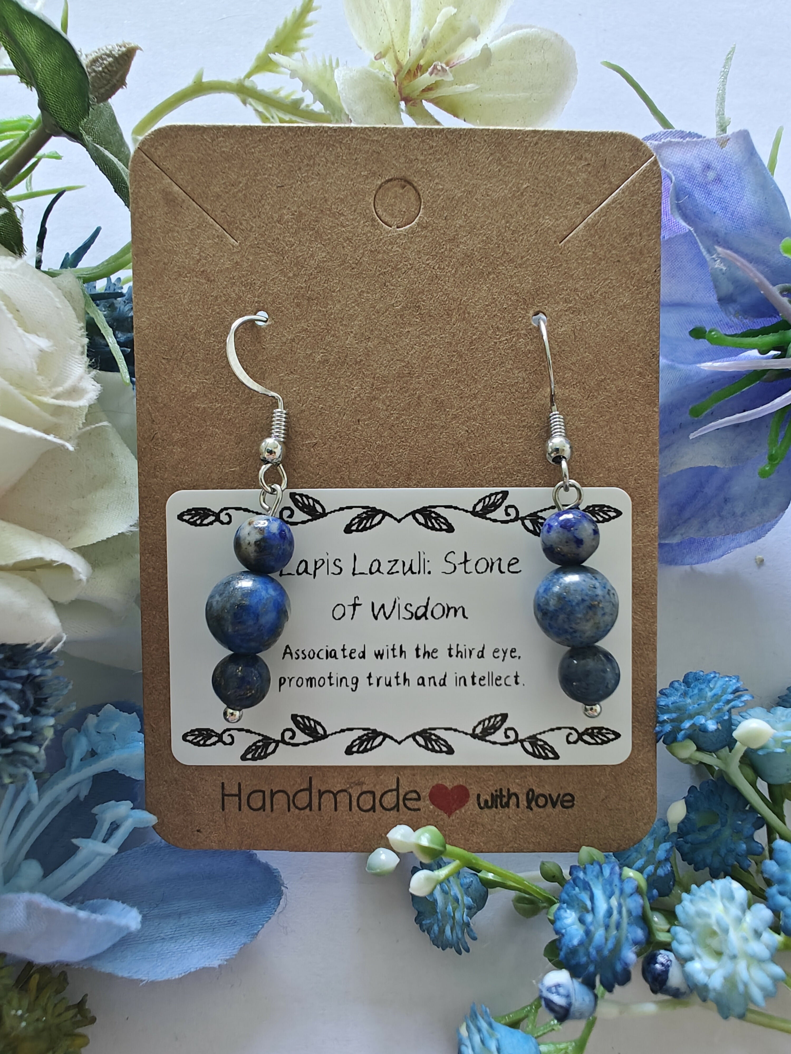 Lapis Lazuli Earrings on Sterling Silver Plated Hooks
