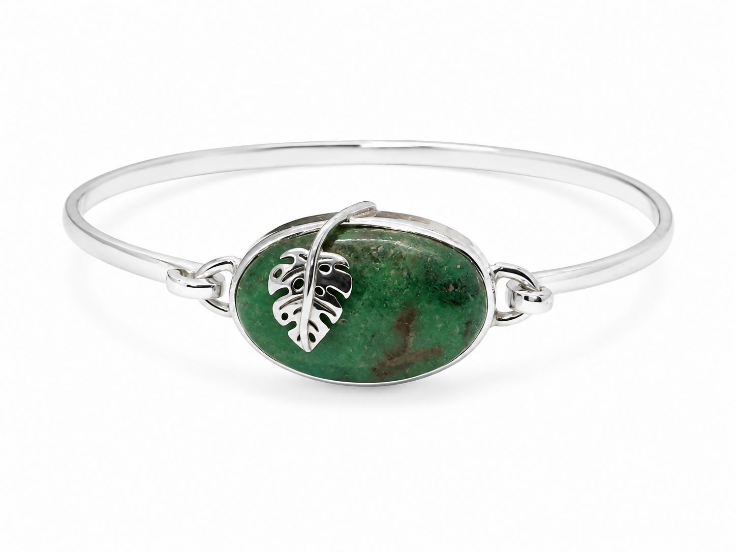 Monstera Chrysoprase Bangle – Emerald Green